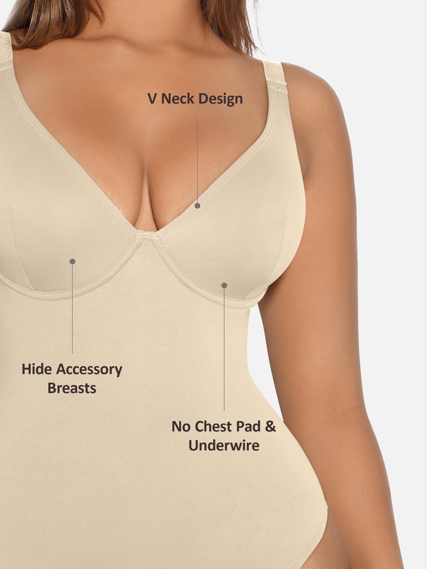 Feelingirl V Neck Tummy Control Shaping Bodysuit