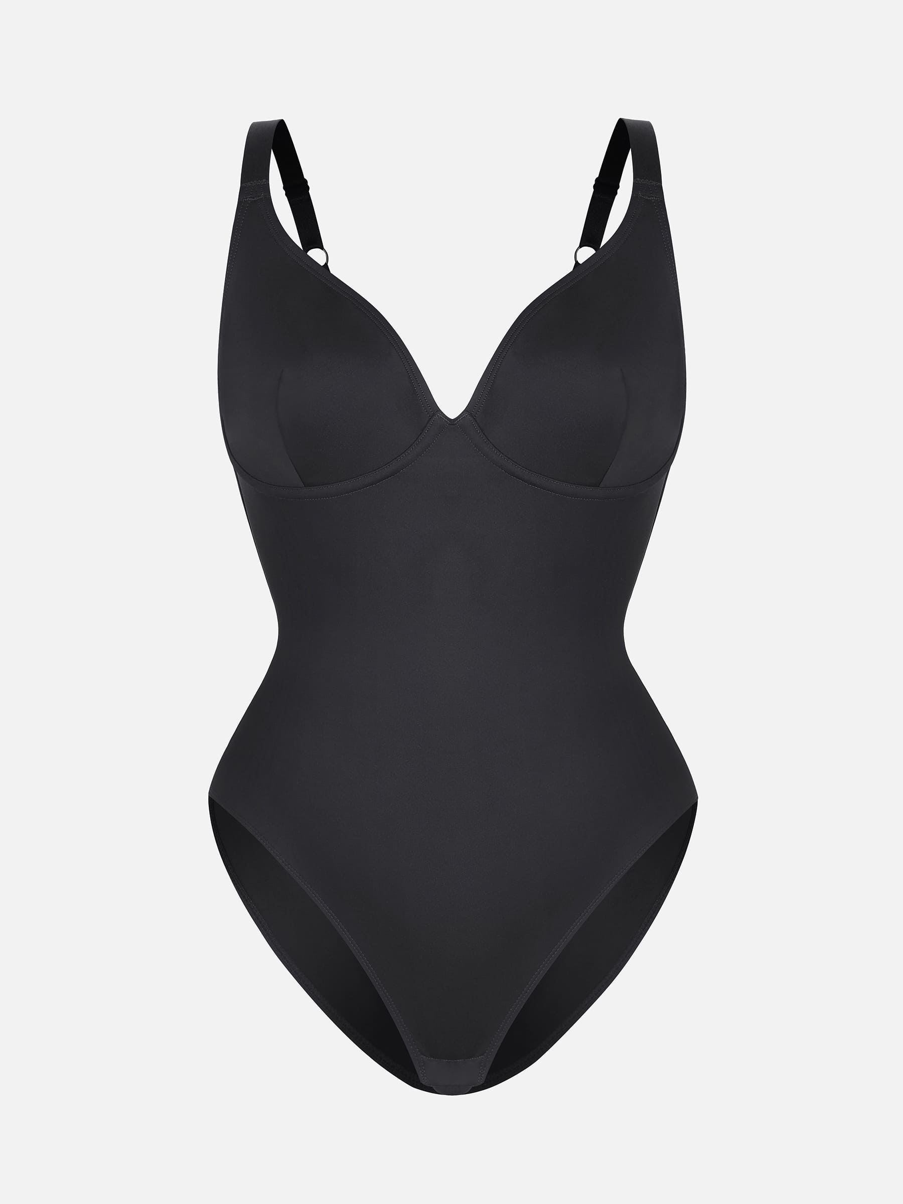 Feelingirl V Neck Adjustable Straps Tummy Control Bodysuit