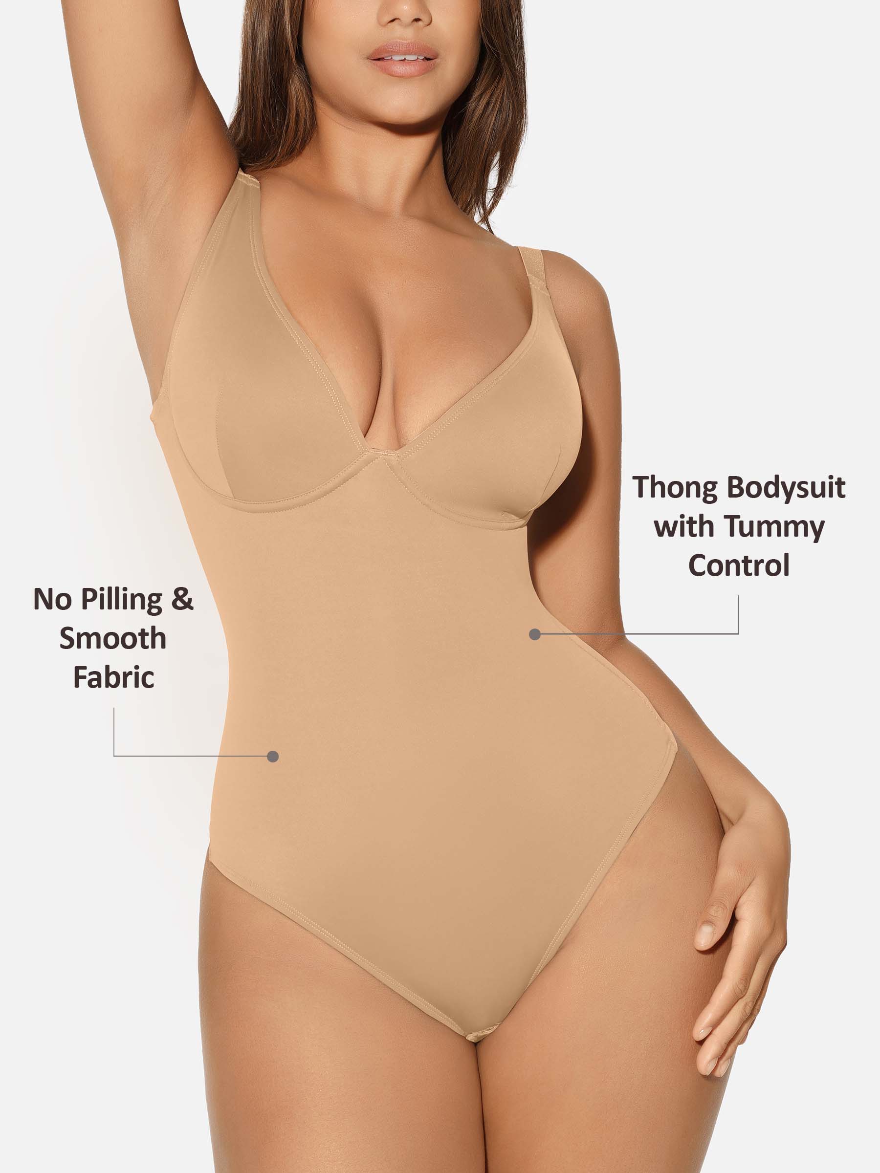 Feelingirl V Neck Tummy Control Shaping Bodysuit