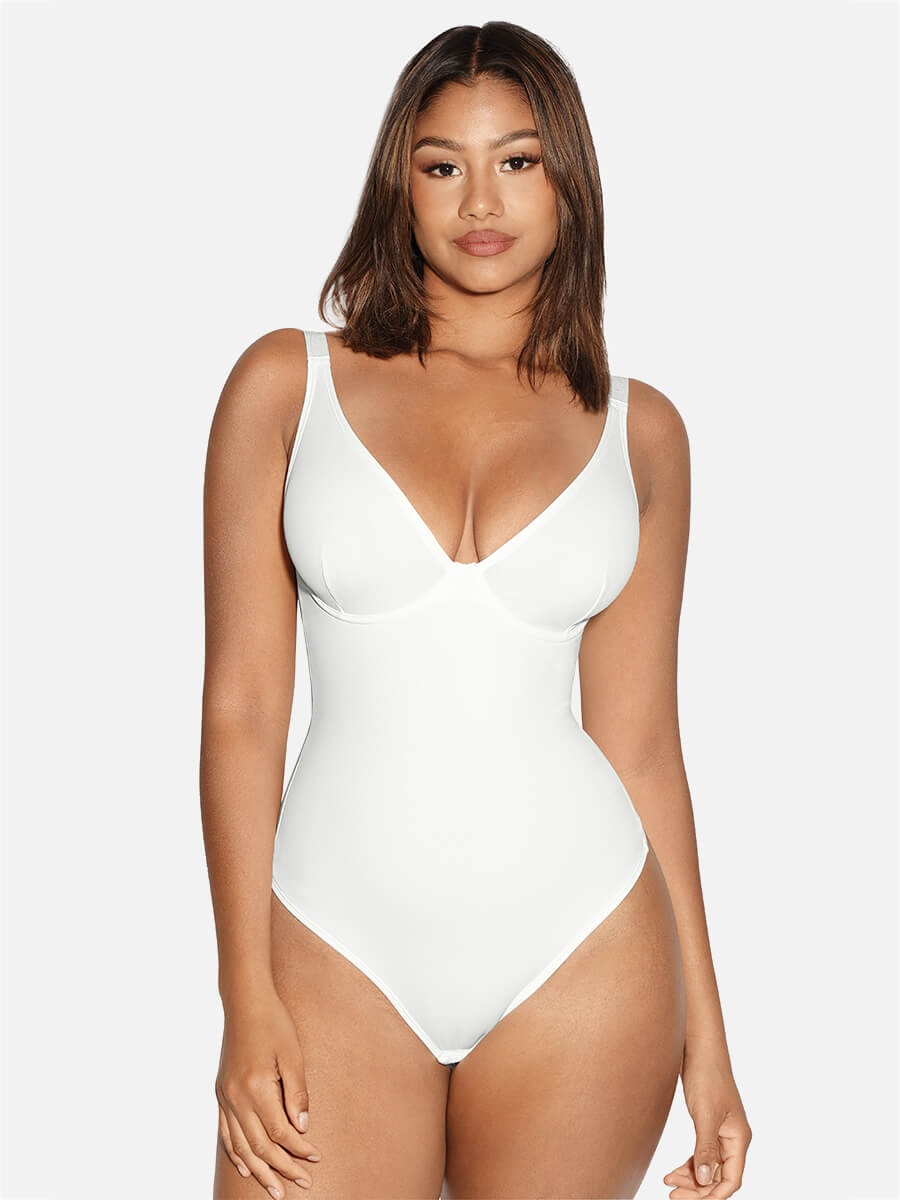 Feelingirl V Neck Tummy Control Shaping Bodysuit
