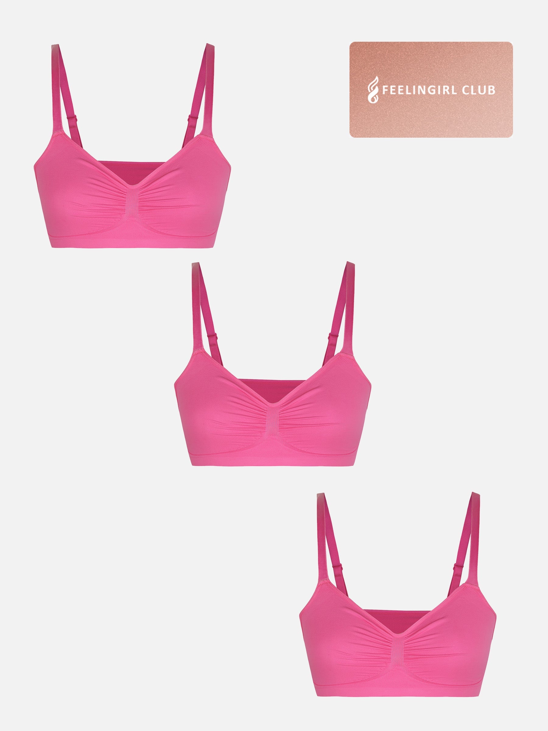 Feelingirl 3-Pack Seamless Smooth Wireless Bra Bundle