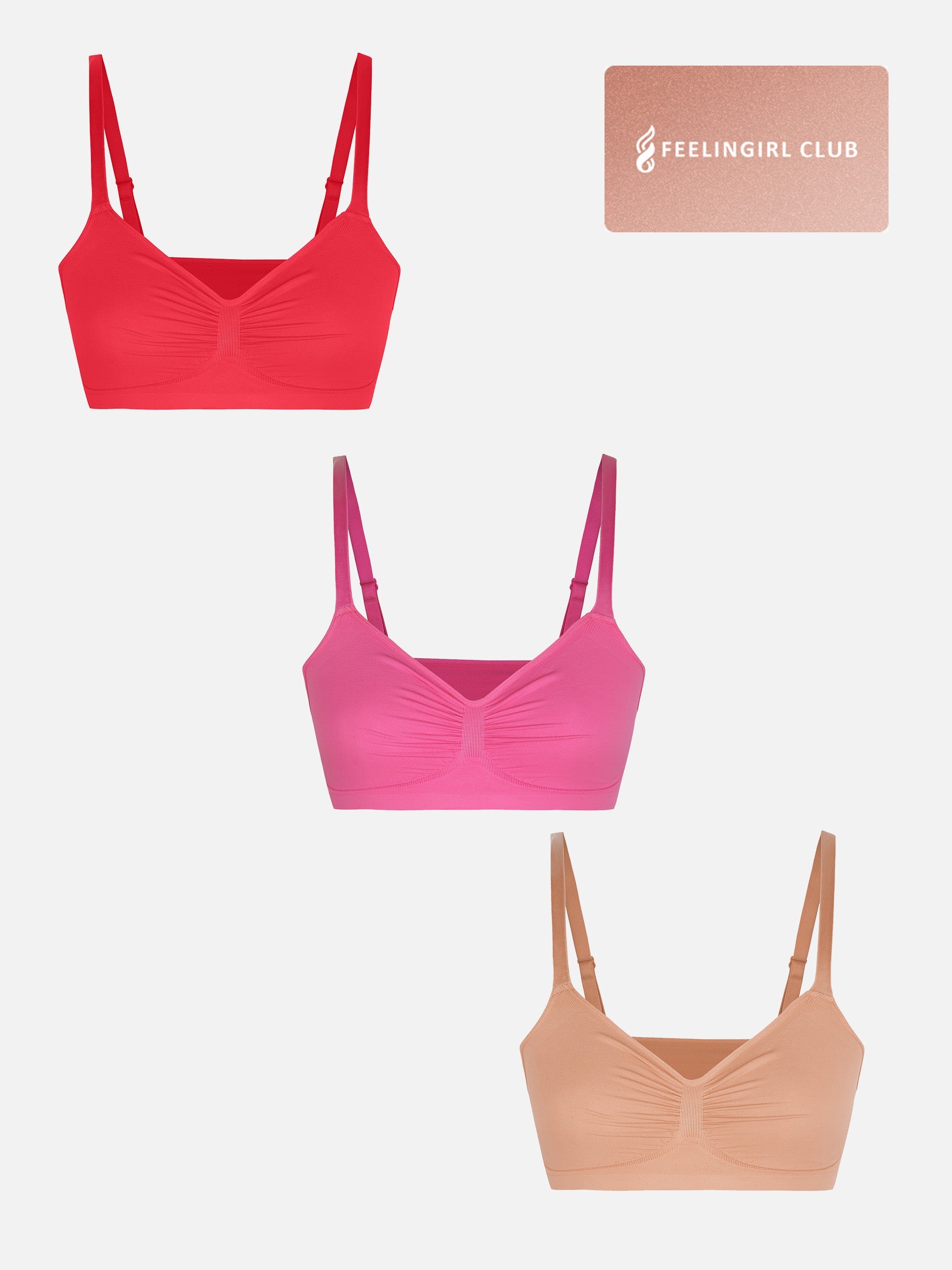 Feelingirl 3-Pack Seamless Smooth Wireless Bra Bundle