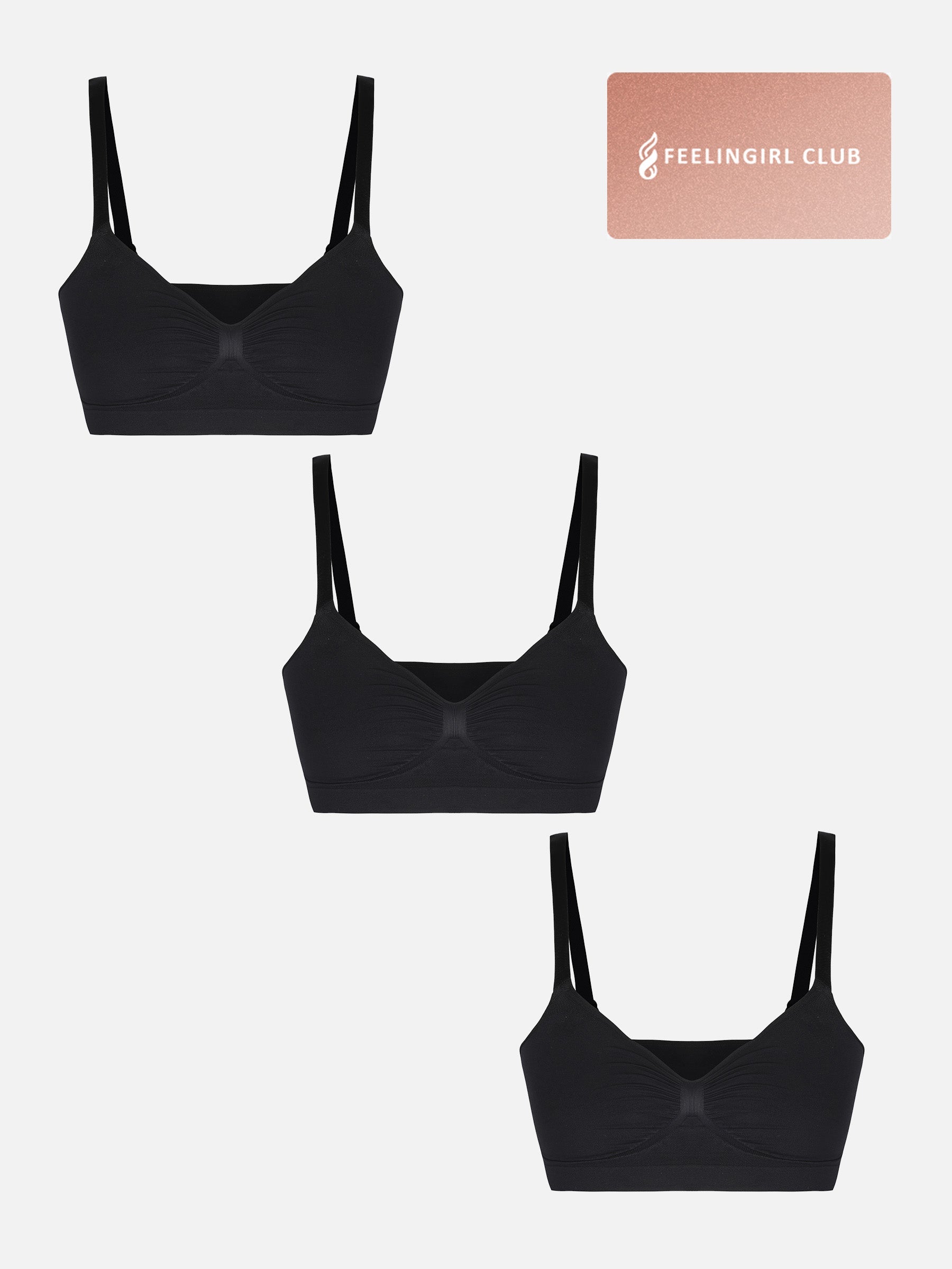Feelingirl 3-Pack Seamless Smooth Wireless Bra Bundle