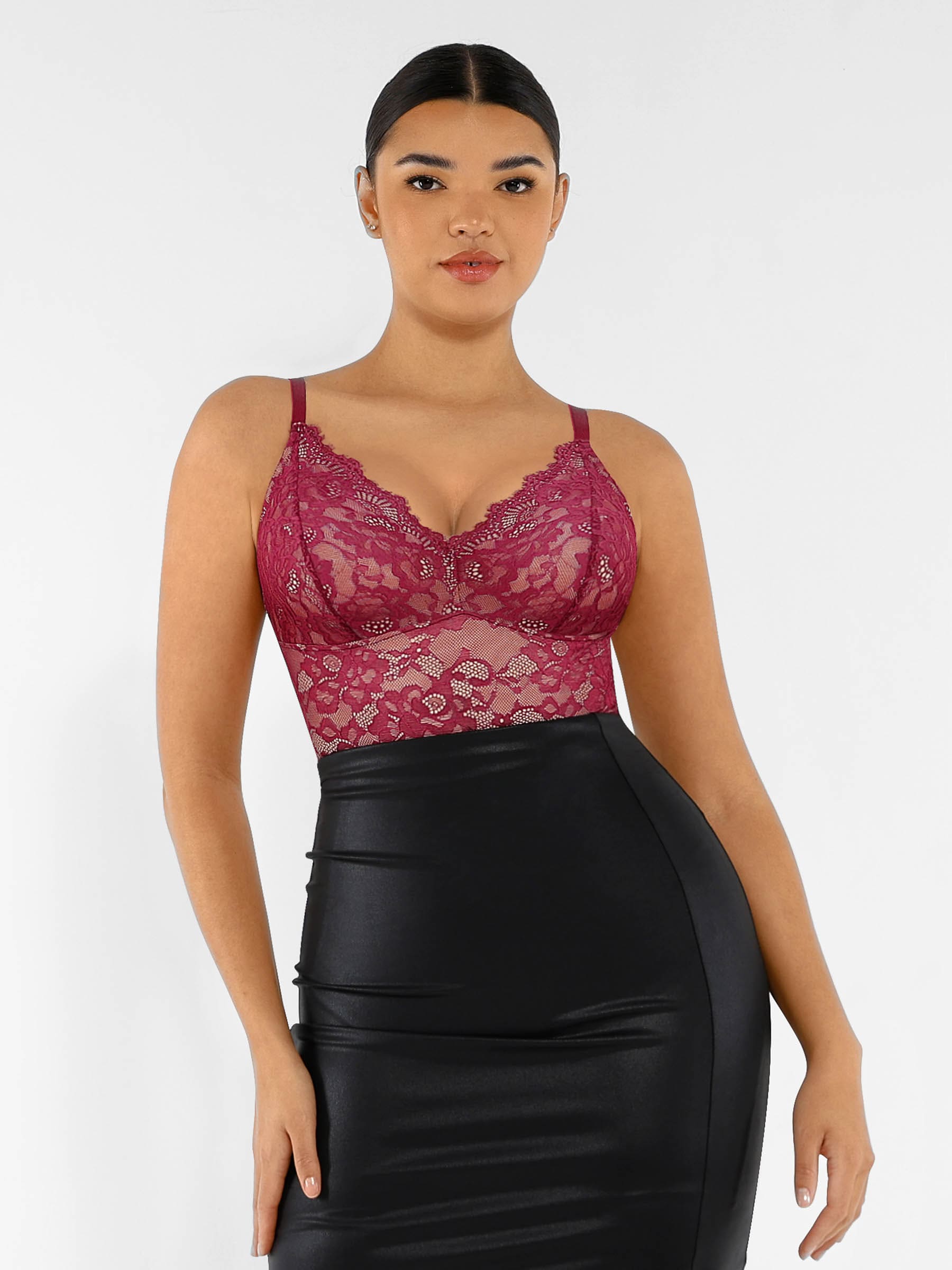 Feelingirl Lace V Neck Full Bodysuit