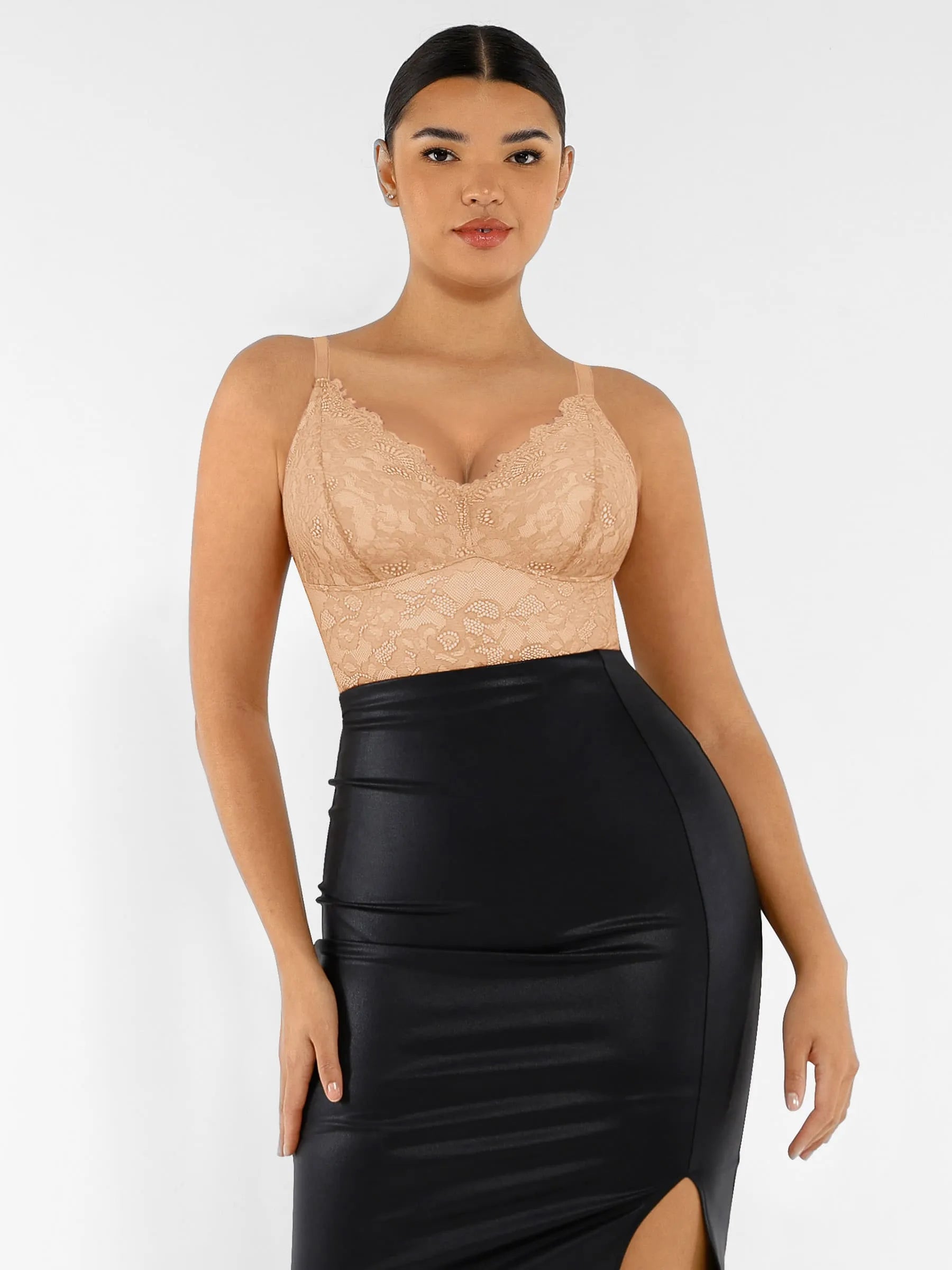 Feelingirl Lace V Neck Full Bodysuit
