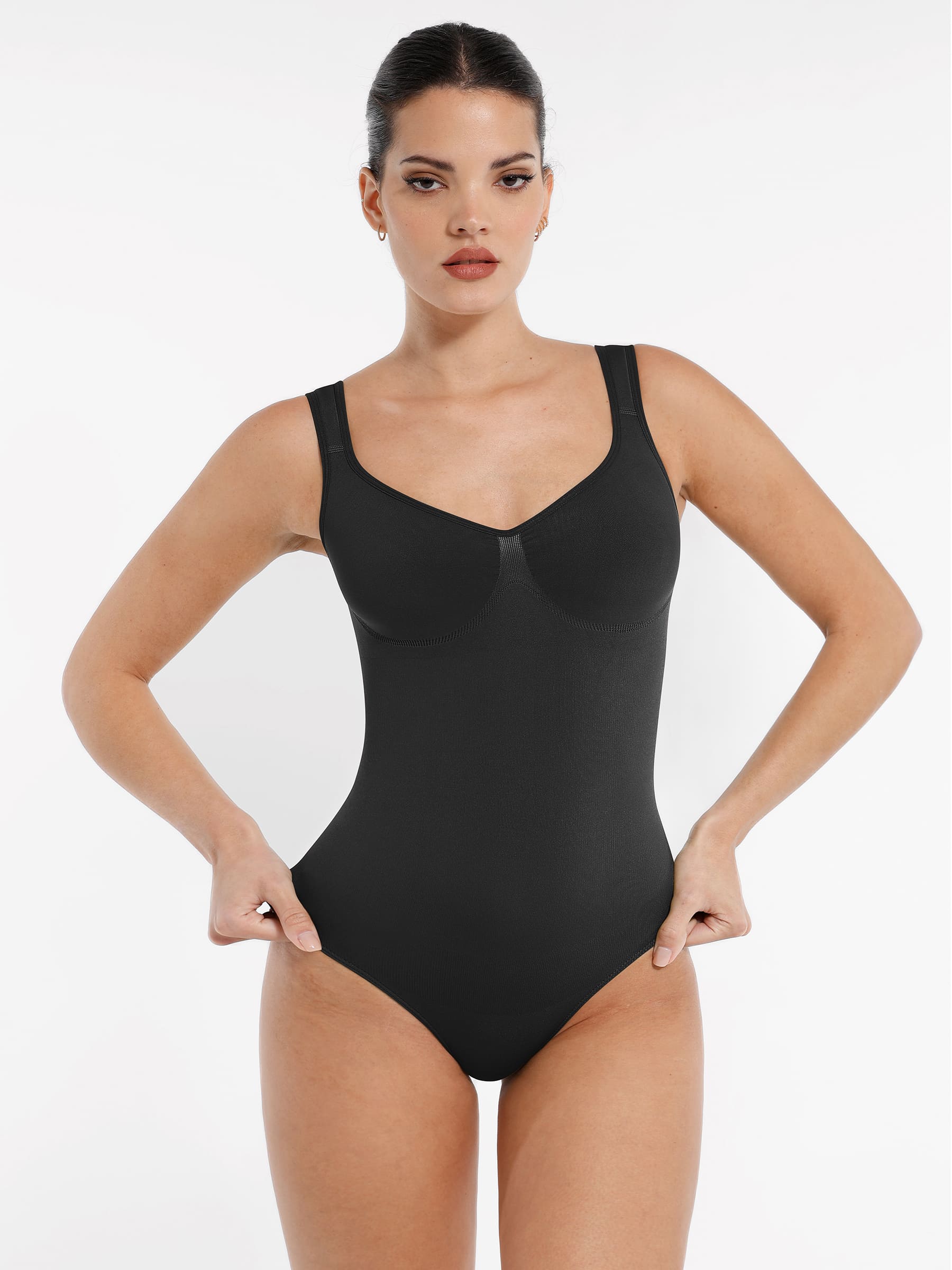 Feelingirl Seamless Sculpting Diamond Neck Thong Bodysuit