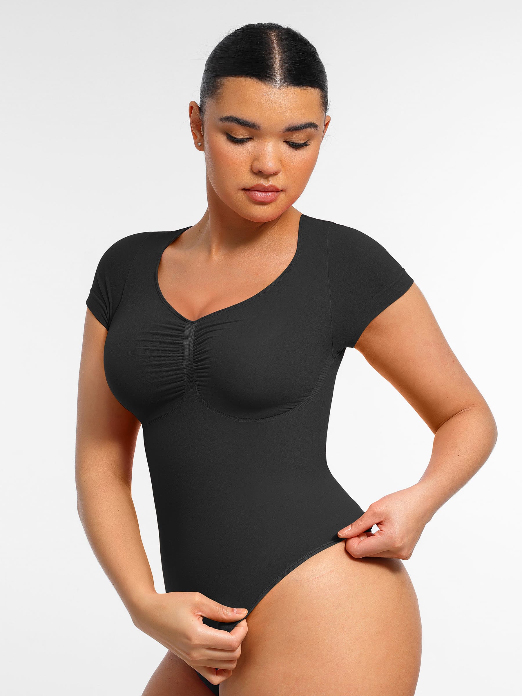 Feelingirl Tummy Control Seamless Short-Sleeve Bodysuit
