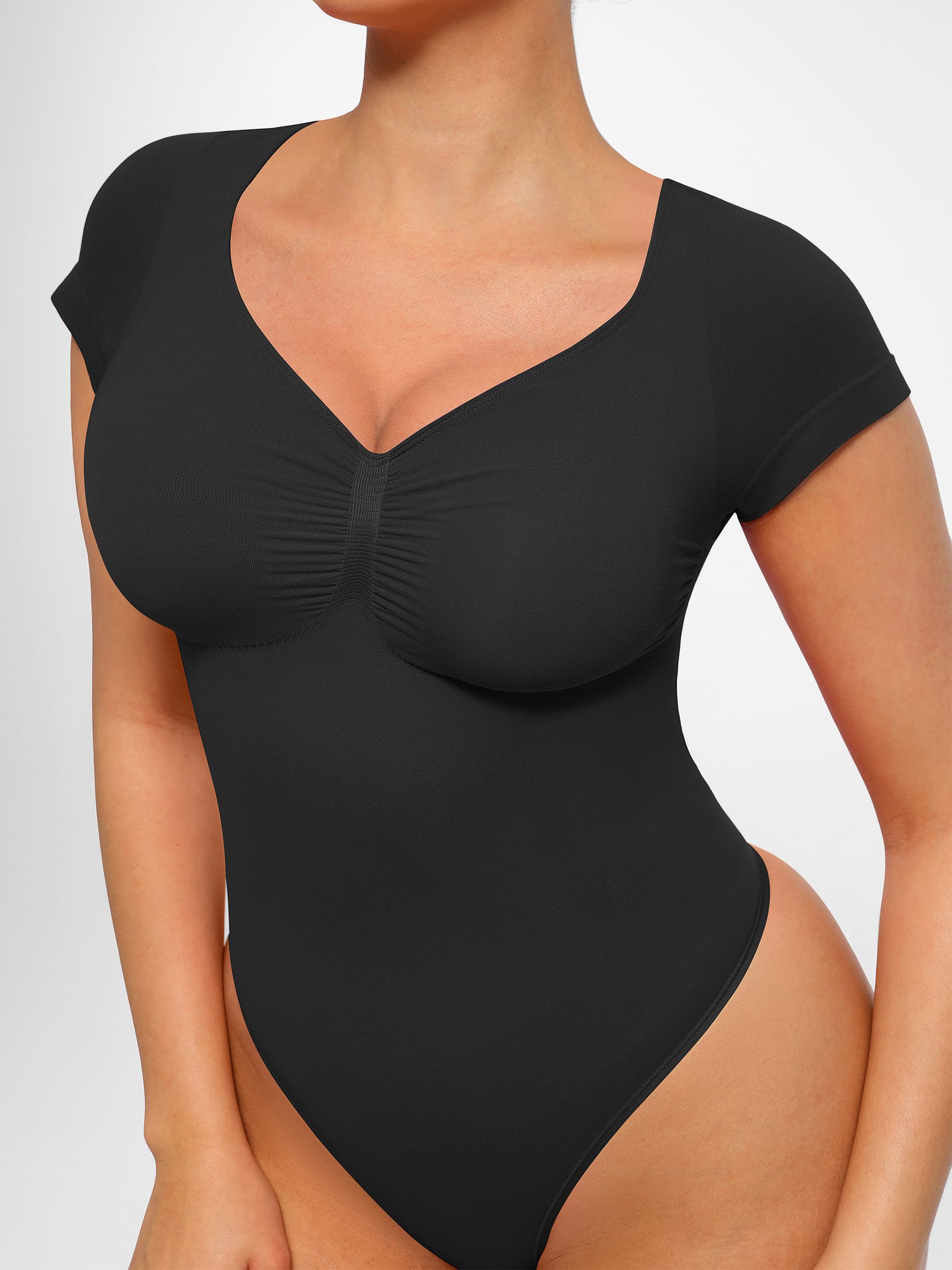 Feelingirl Tummy Control Seamless Short-Sleeve Bodysuit