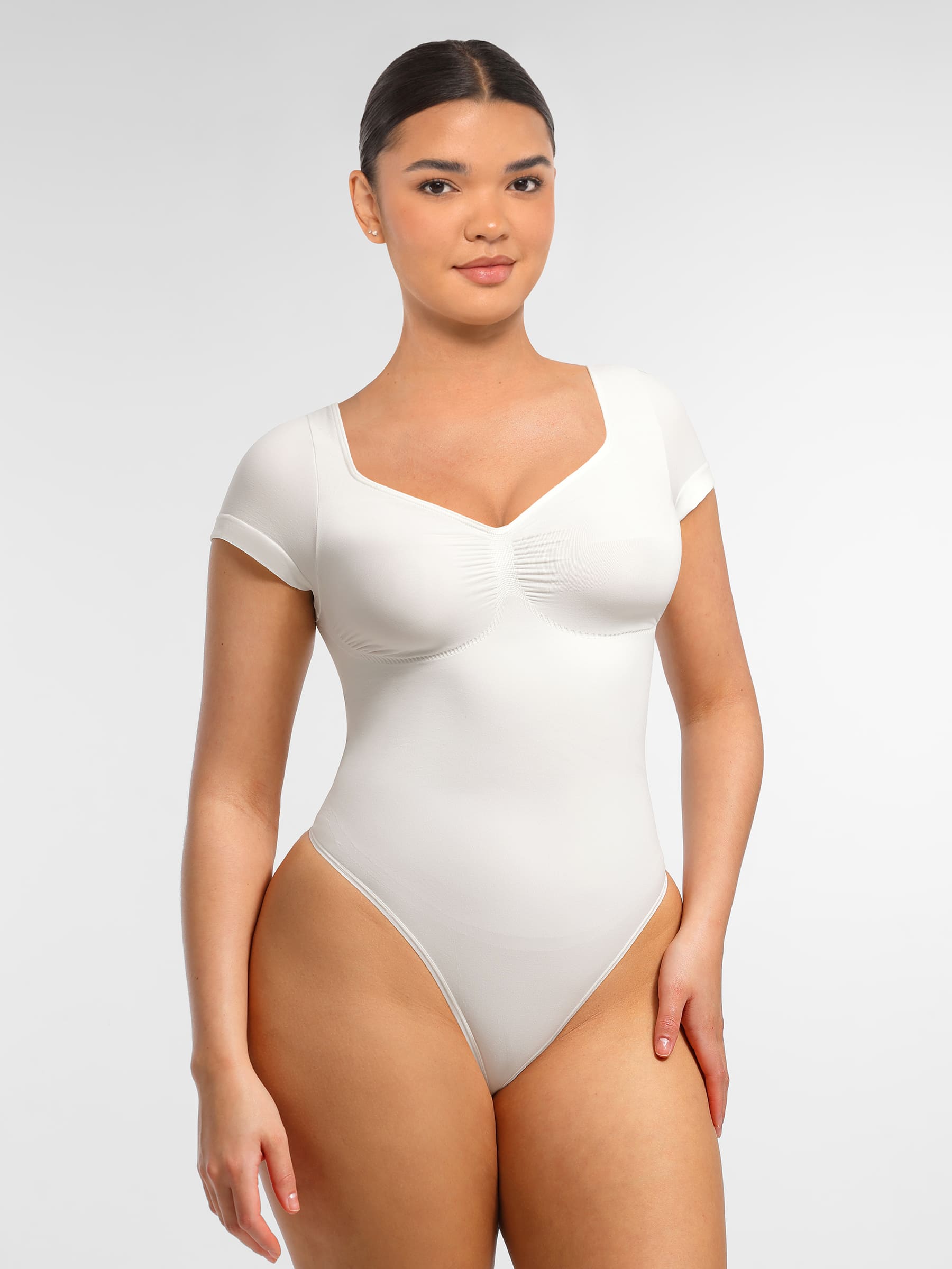 Feelingirl Tummy Control Seamless Short-Sleeve Bodysuit