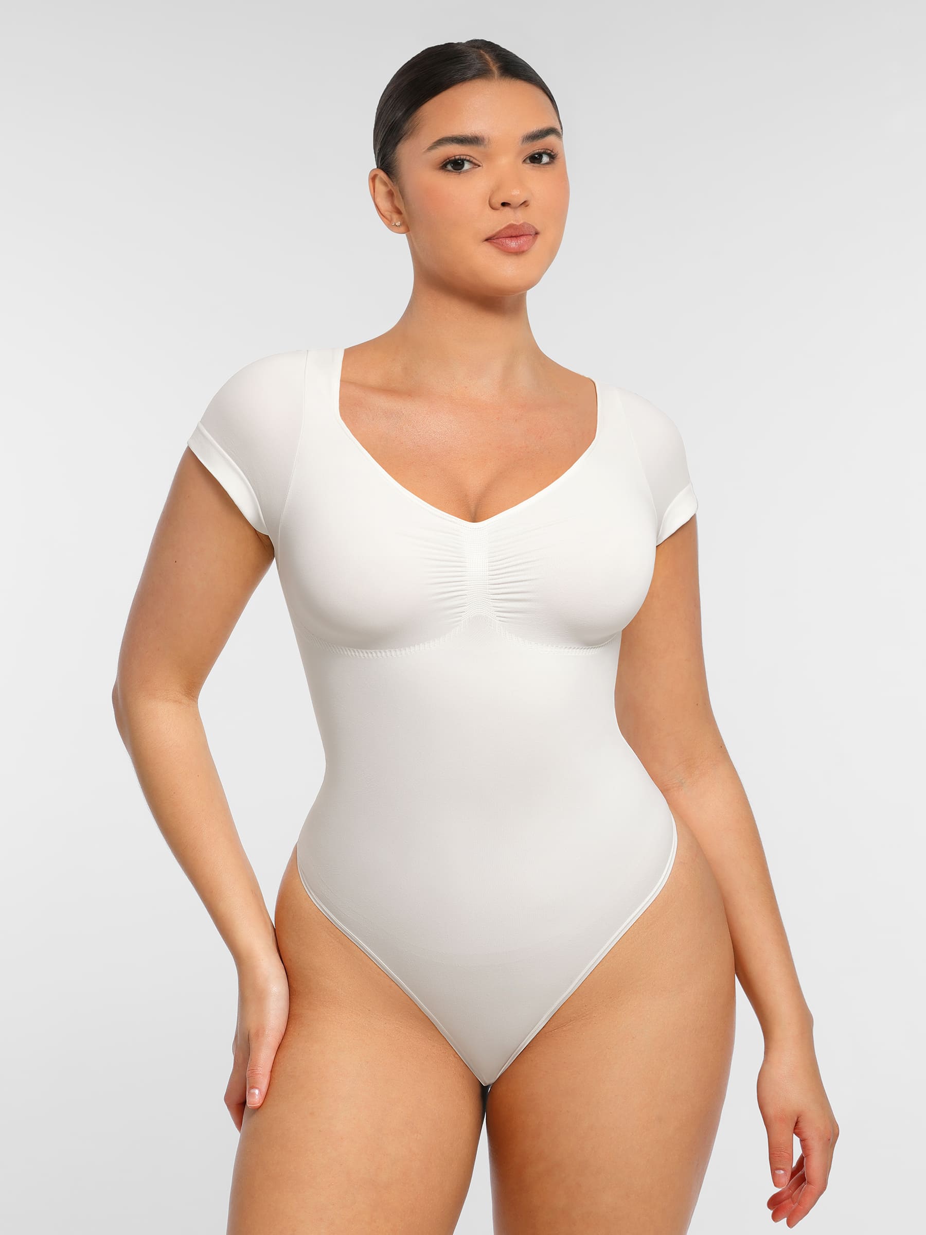 Feelingirl Tummy Control Seamless Short-Sleeve Bodysuit