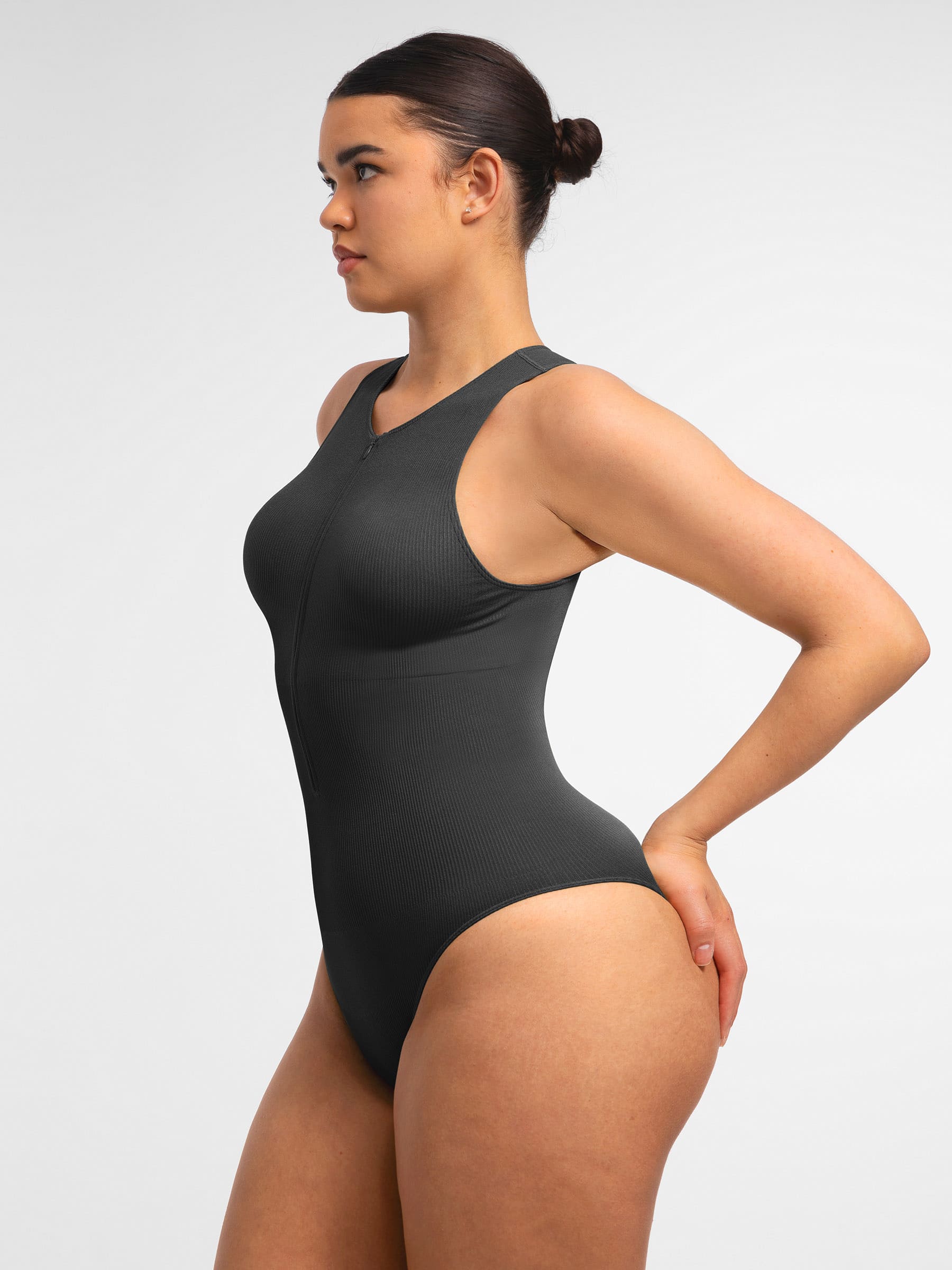 Feelingirl Tummy-Shaping Seamless Zipper Bodysuit