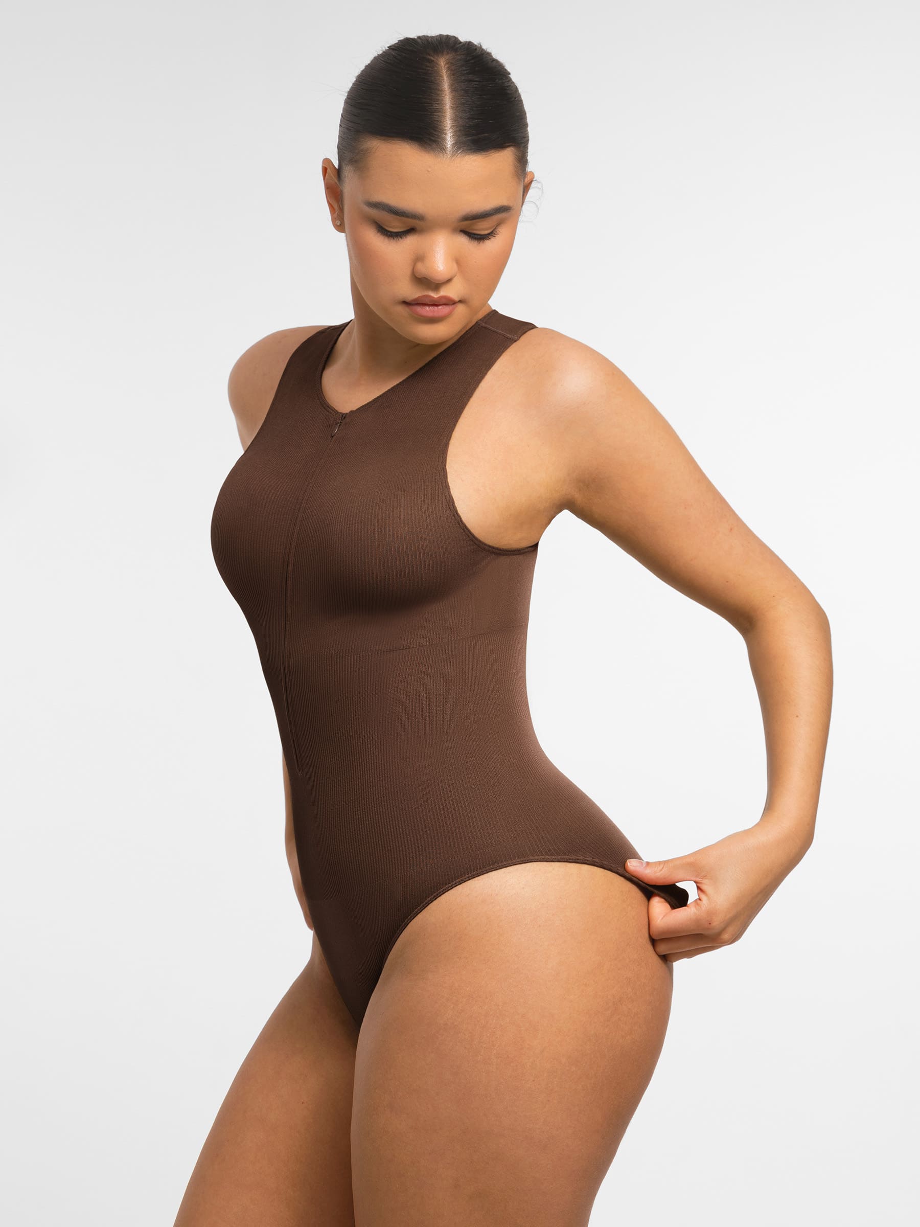 Feelingirl Tummy-Shaping Seamless Zipper Bodysuit