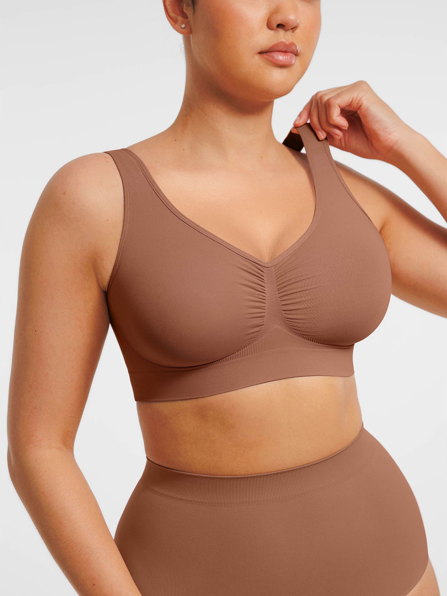 Feelingirl Seamless Wide Straps Bra & Seamless Tummy Control Brief Set