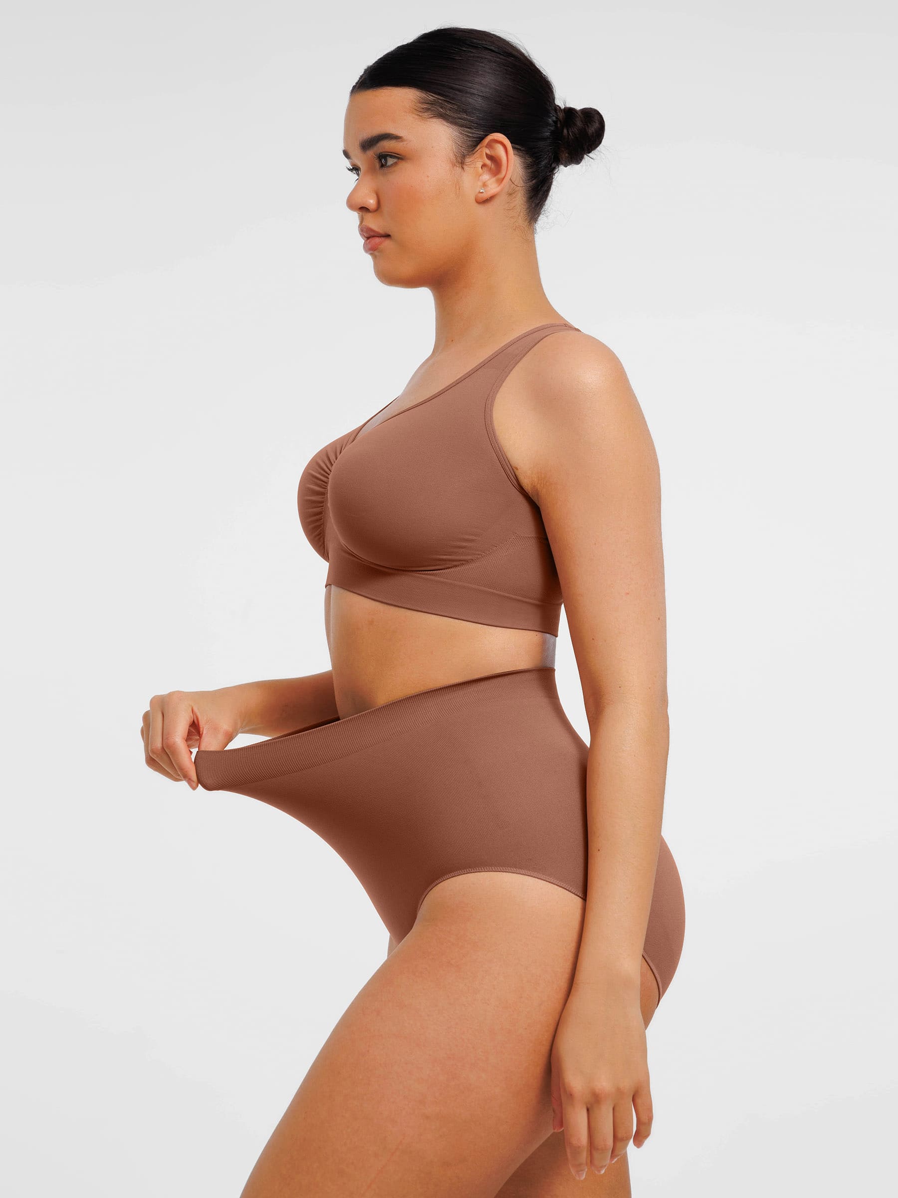 Feelingirl Seamless Wide Straps Bra & Seamless Tummy Control Brief Set