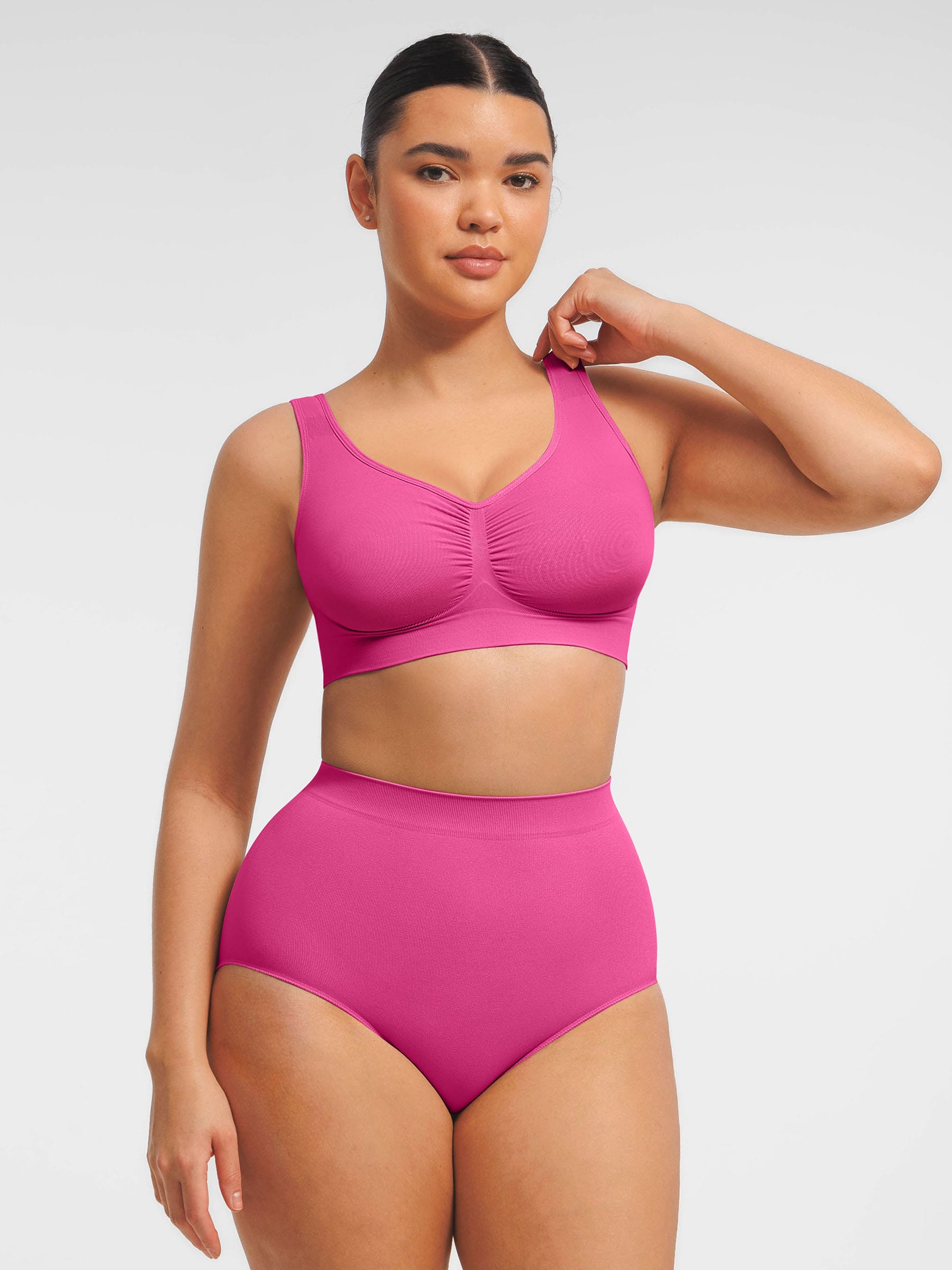 Feelingirl Seamless Wide Straps Bra & Seamless Tummy Control Brief Set