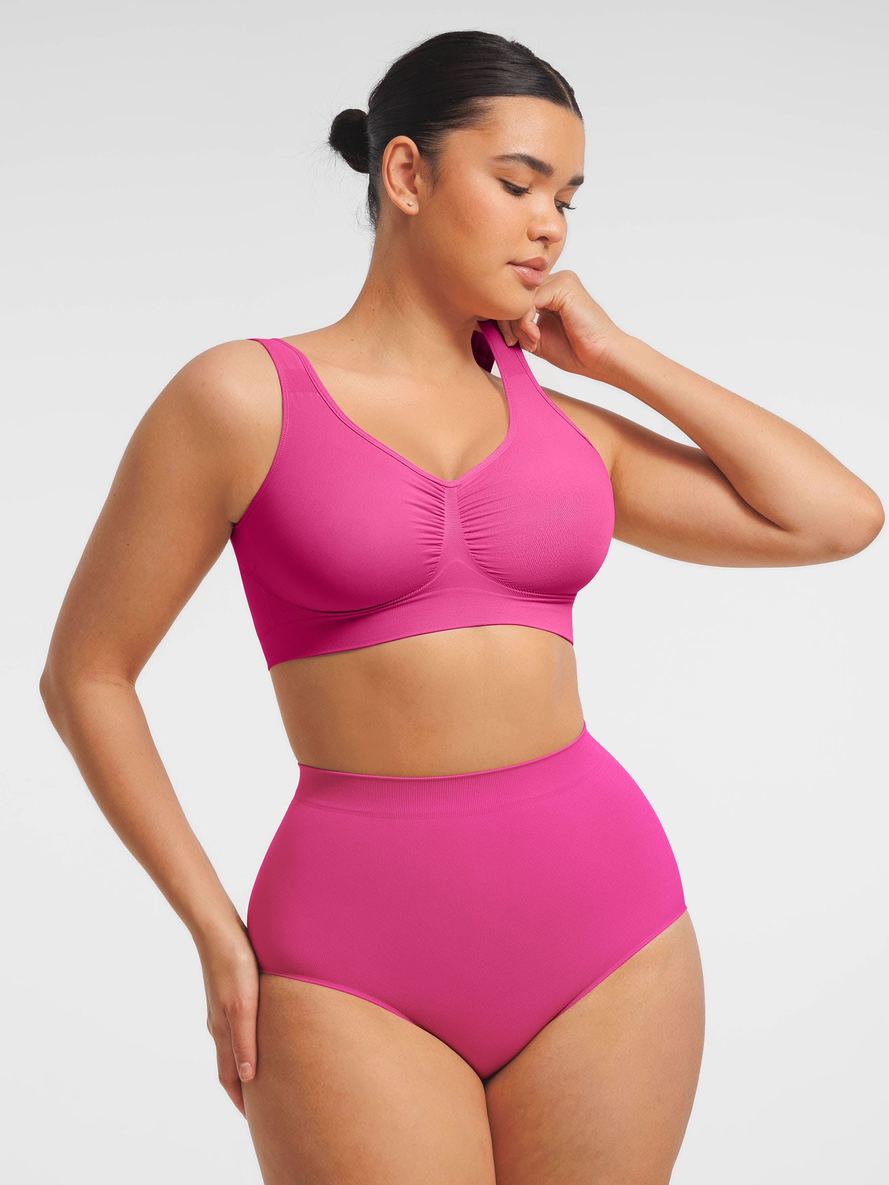 Feelingirl Seamless Wide Straps Bra & Seamless Tummy Control Brief Set