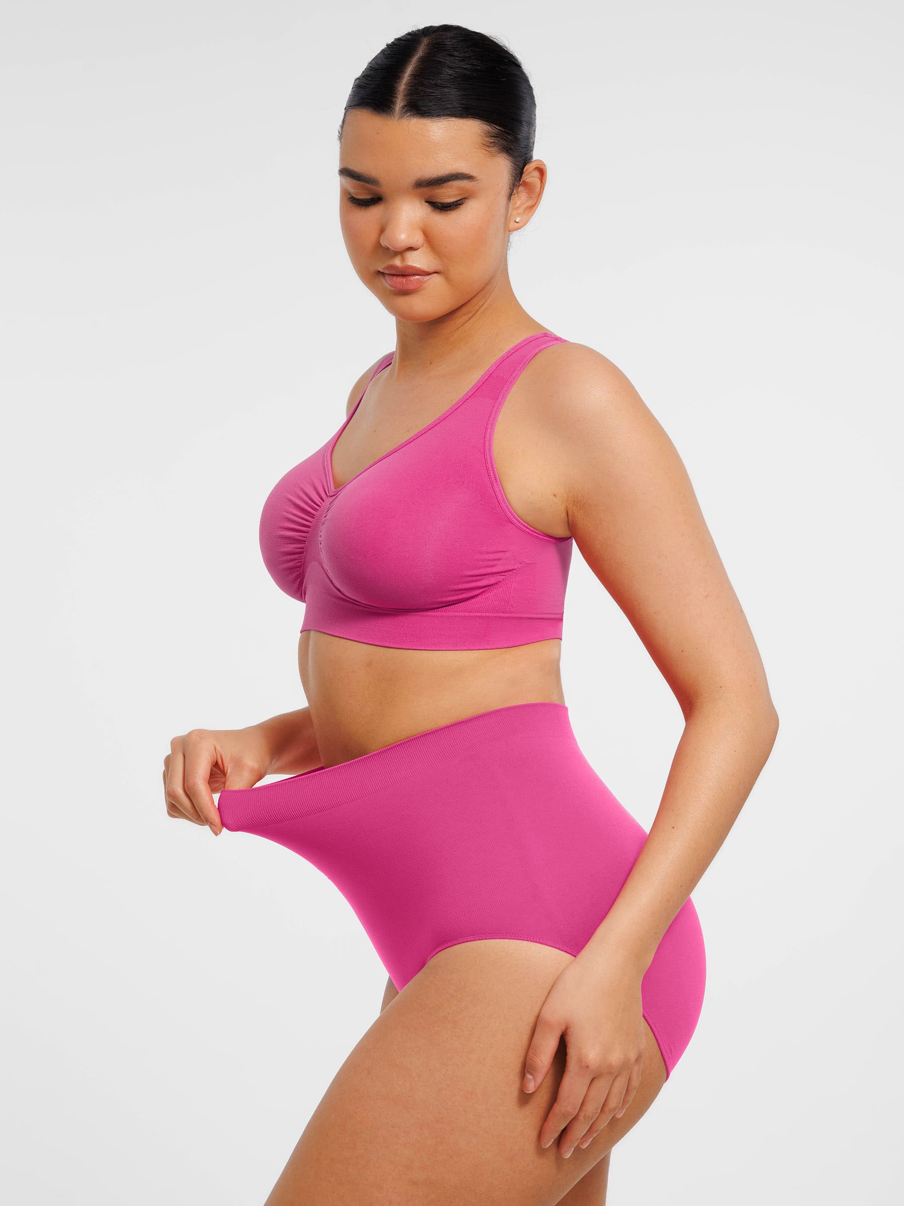 Feelingirl Seamless Wide Straps Bra & Seamless Tummy Control Brief Set