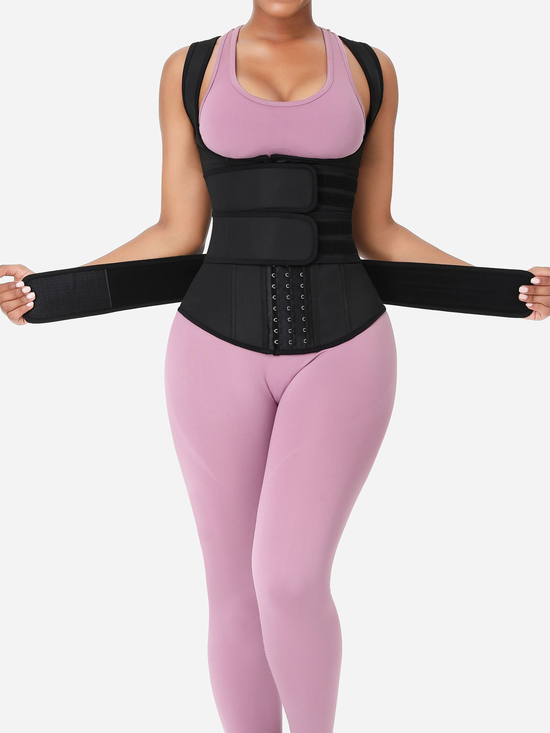 Feelingirl Triple Belt Rubber Vest Sport Girdle Waist Trainer