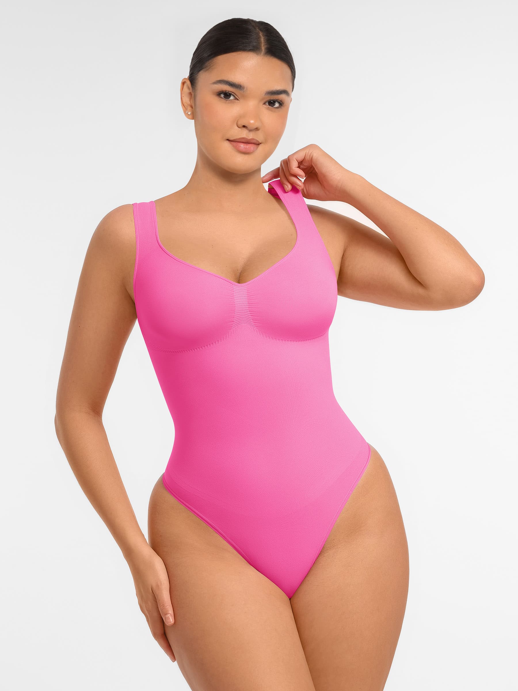 Feelingirl Tummy Control Seamless Wide Strap Bodysuit