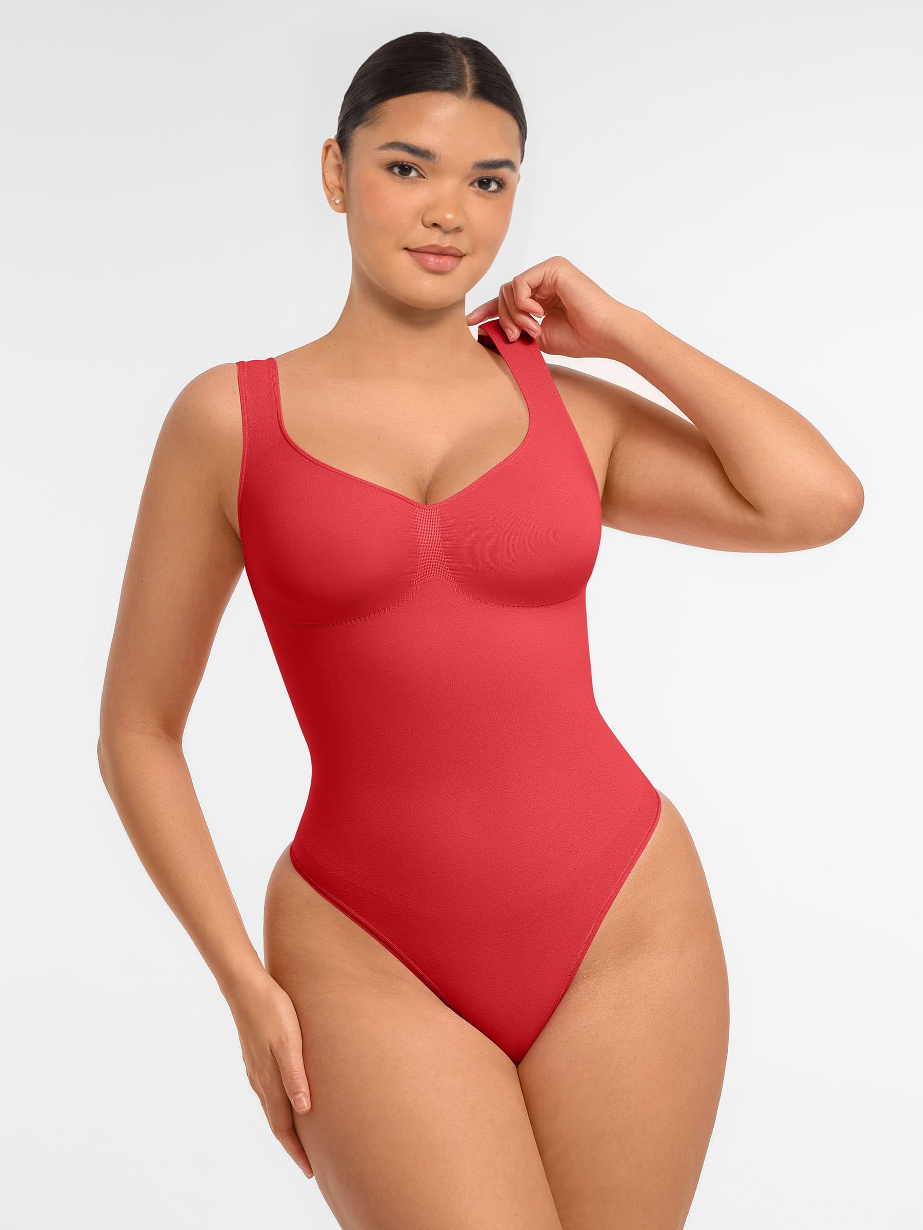 Feelingirl Tummy Control Seamless Wide Strap Bodysuit