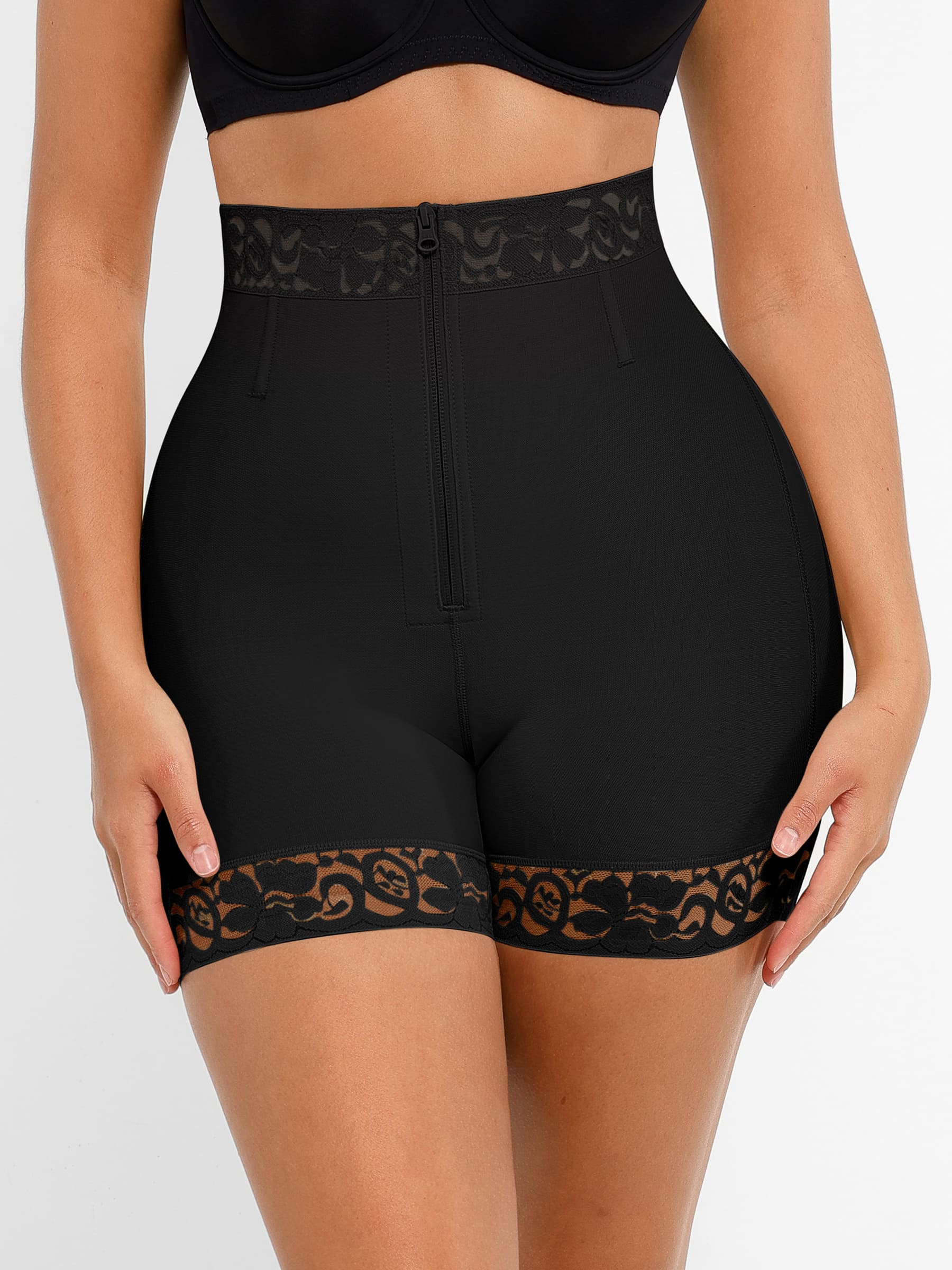 Feelingirl Tummy Control Shaping Shorts Butt Lifter with Clasps and Zipper