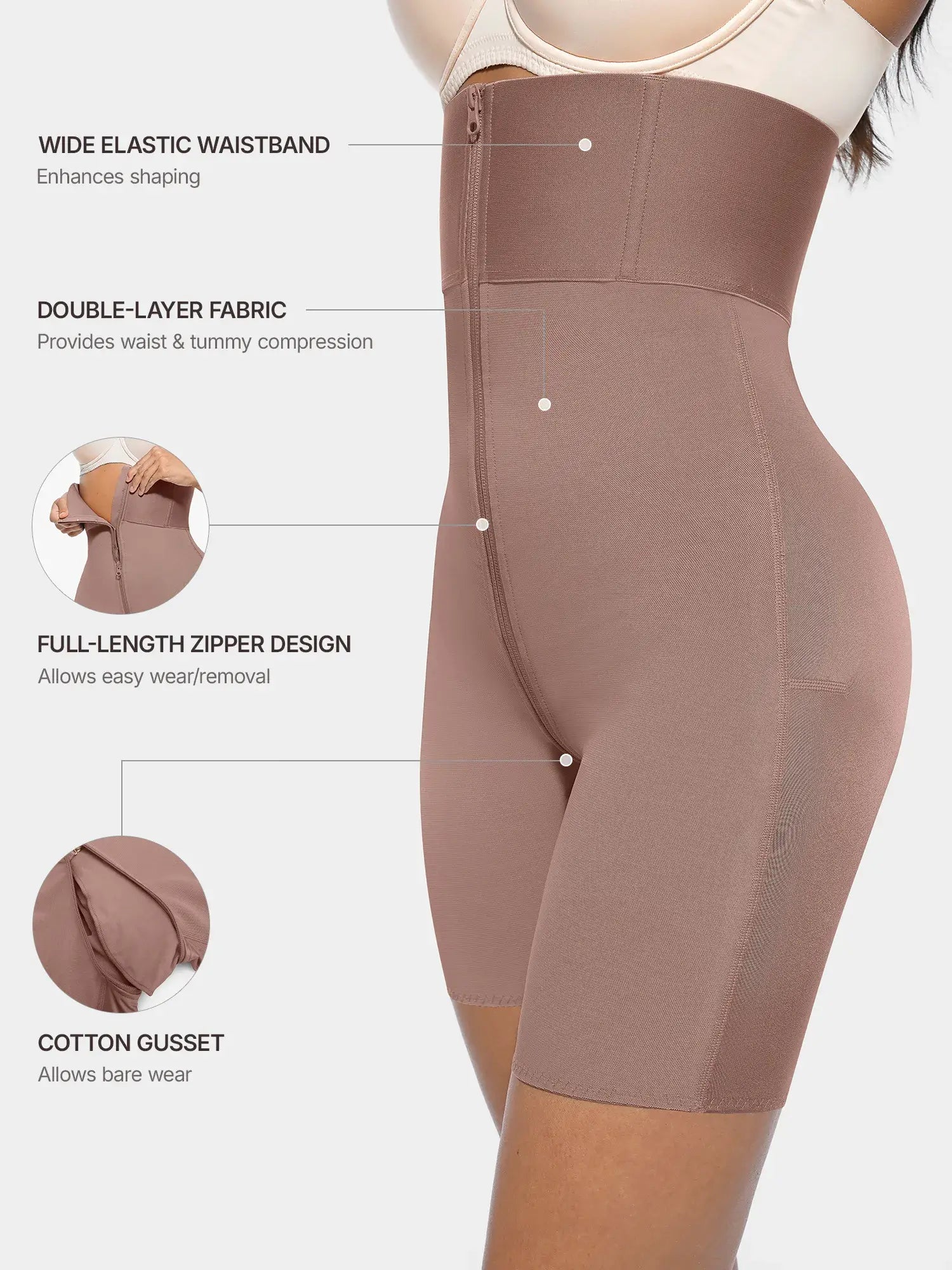 Feelingirl Wide Waistband Tummy Control Butt Lifting Shaping Shorts