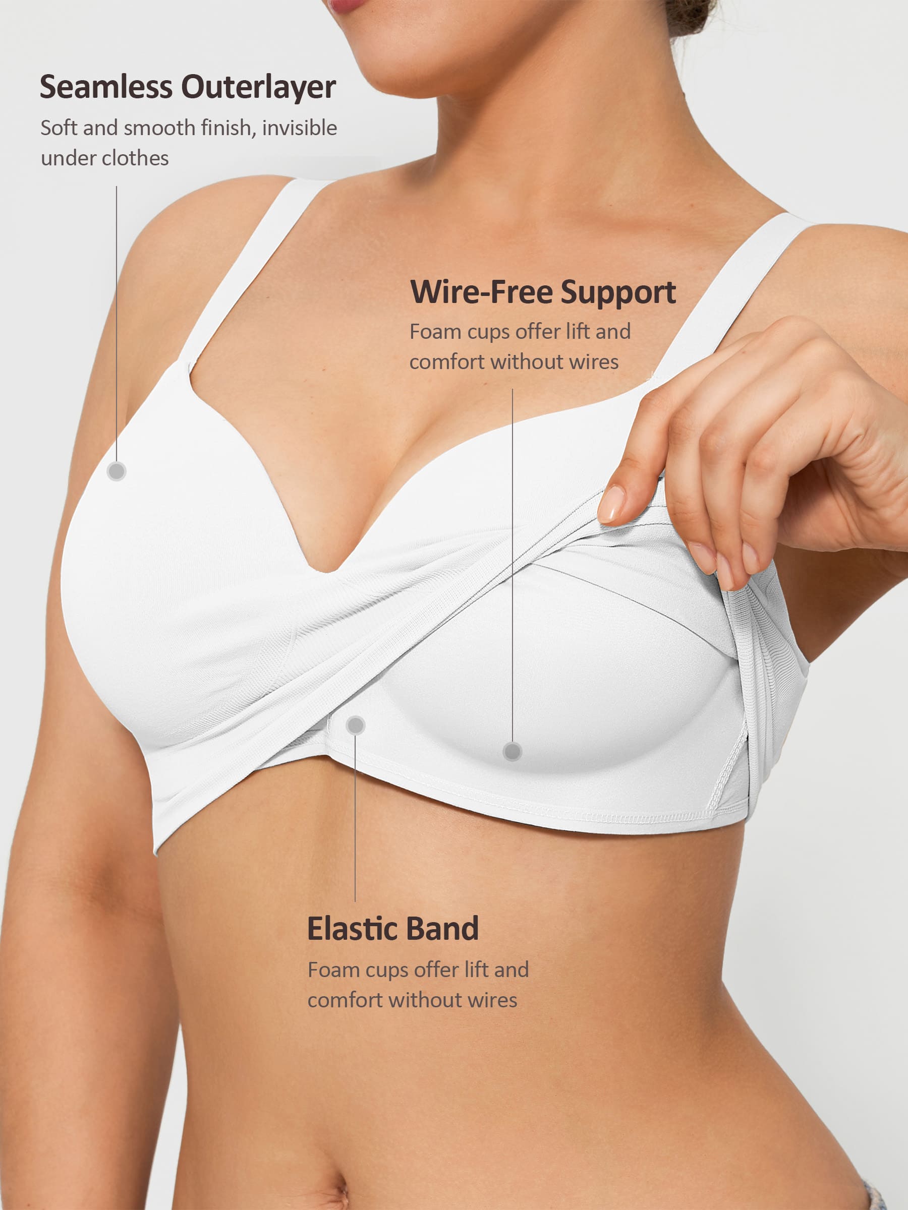 Feelingirl Wireless Push-Up Seamless Full Coverage Bra Bundle