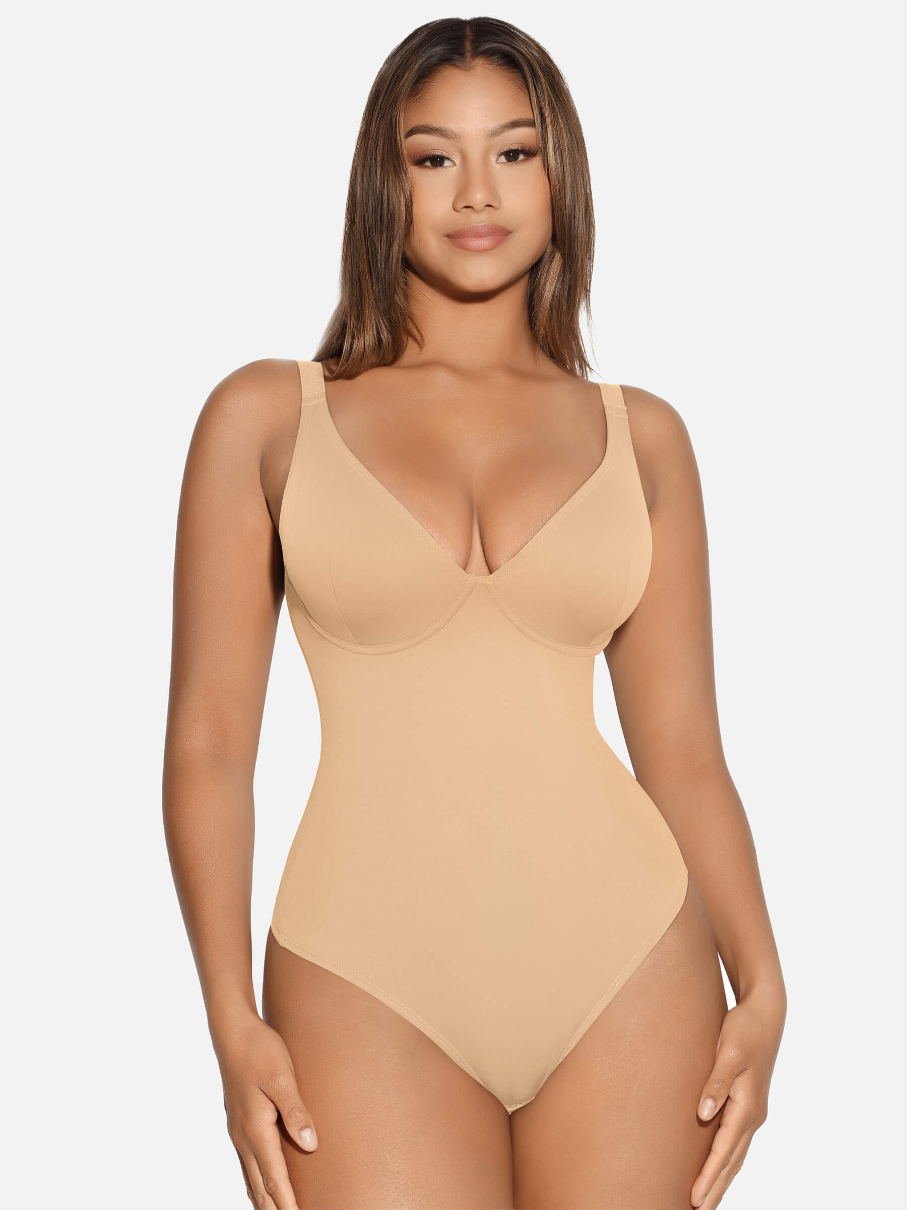 Feelingirl V Neck Tummy Control Shaping Bodysuit