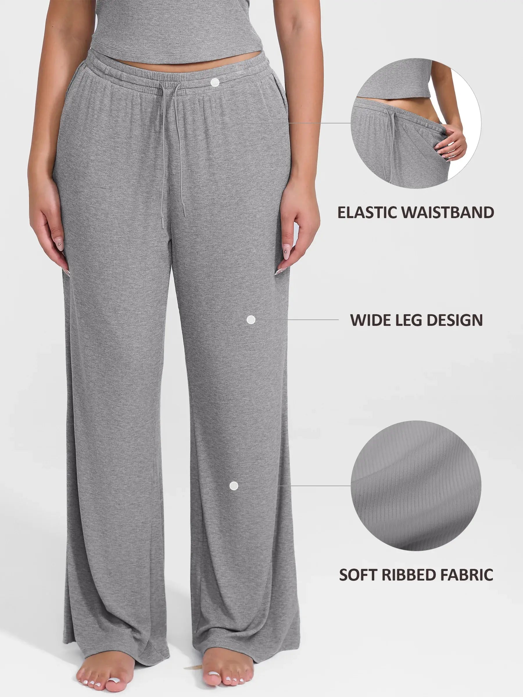 Feelingirl Breathable Ribbed Lounge Pants