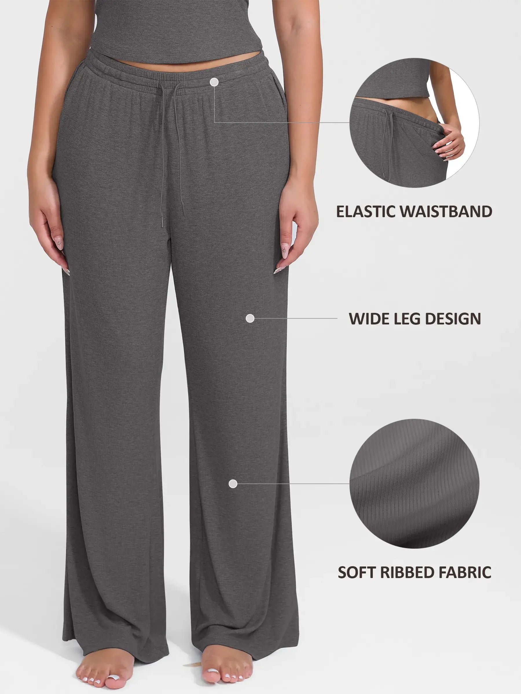 Feelingirl Breathable Ribbed Lounge Pants