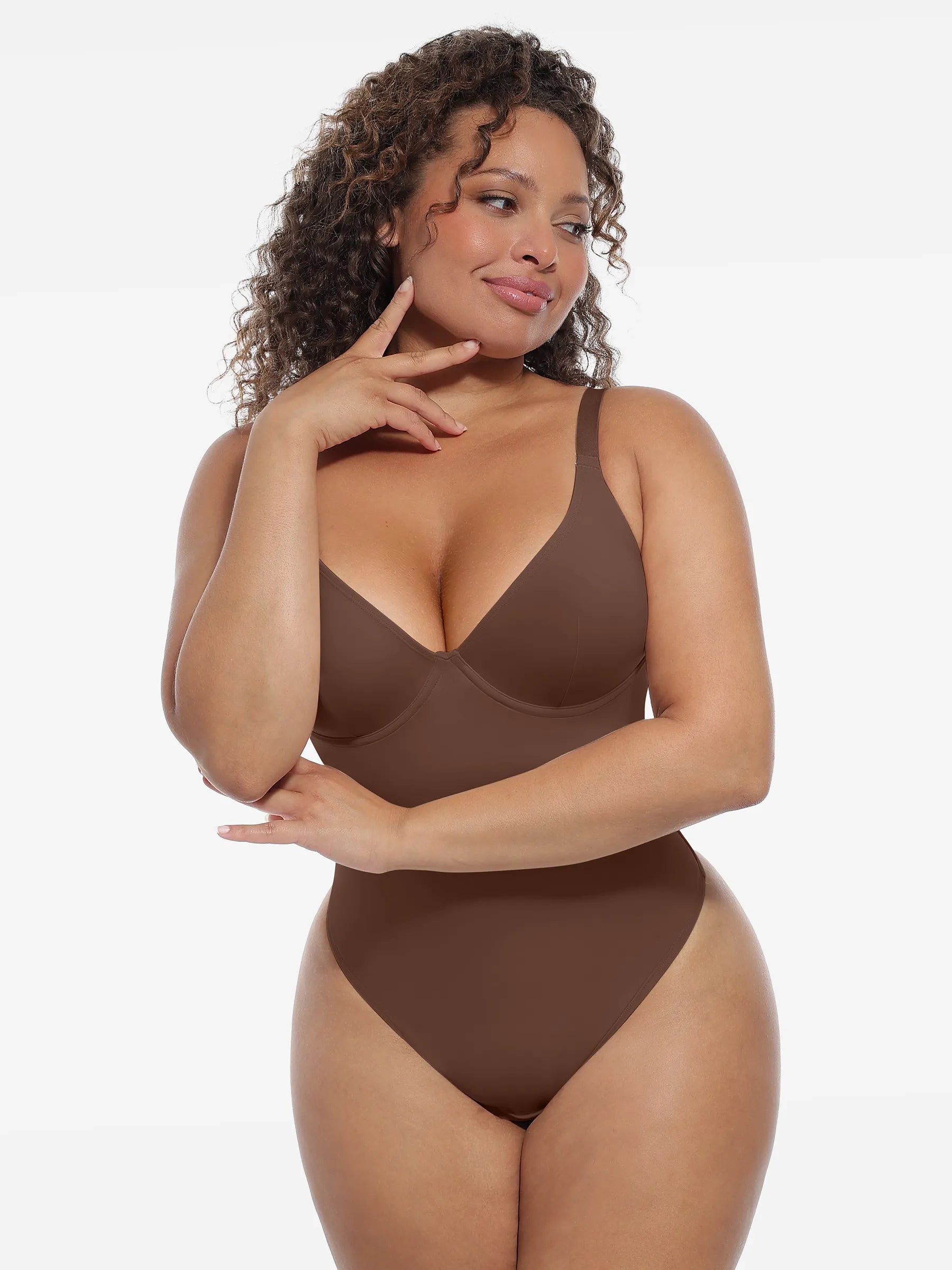 Feelingirl Deep V-Neck Shapewear Bodysuit
