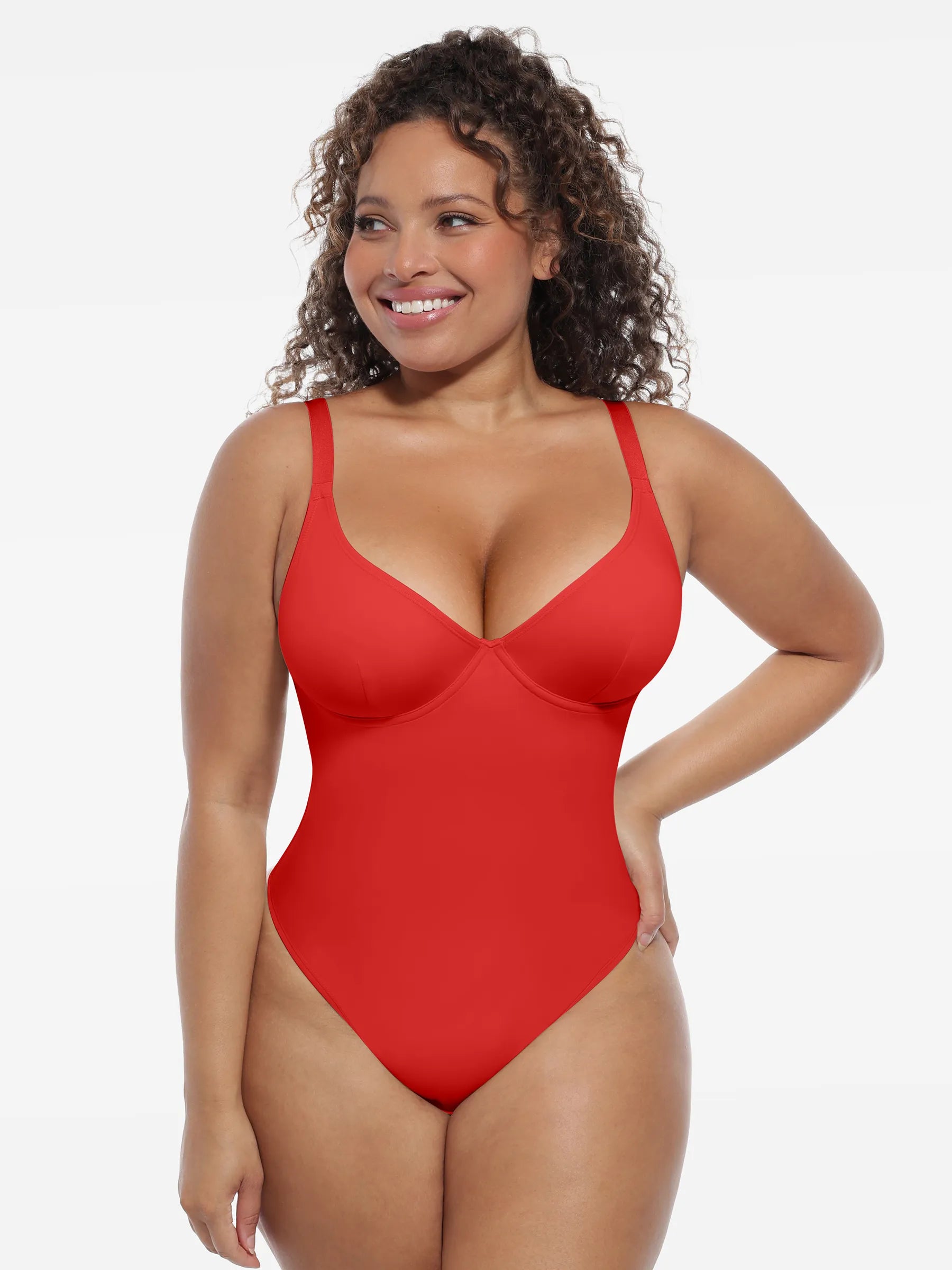 Feelingirl Deep V-Neck Shapewear Bodysuit