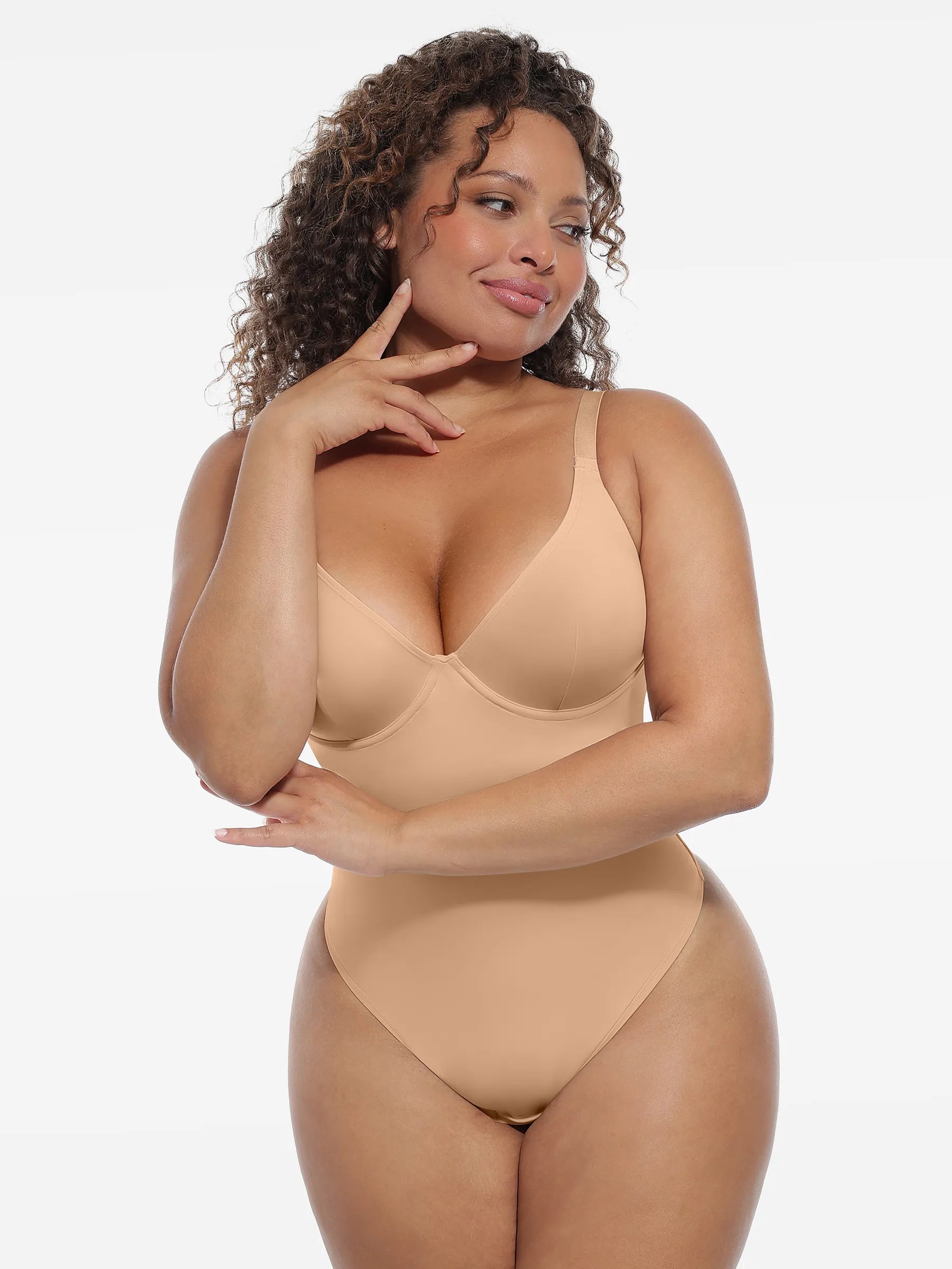 Feelingirl Deep V-Neck Shapewear Bodysuit