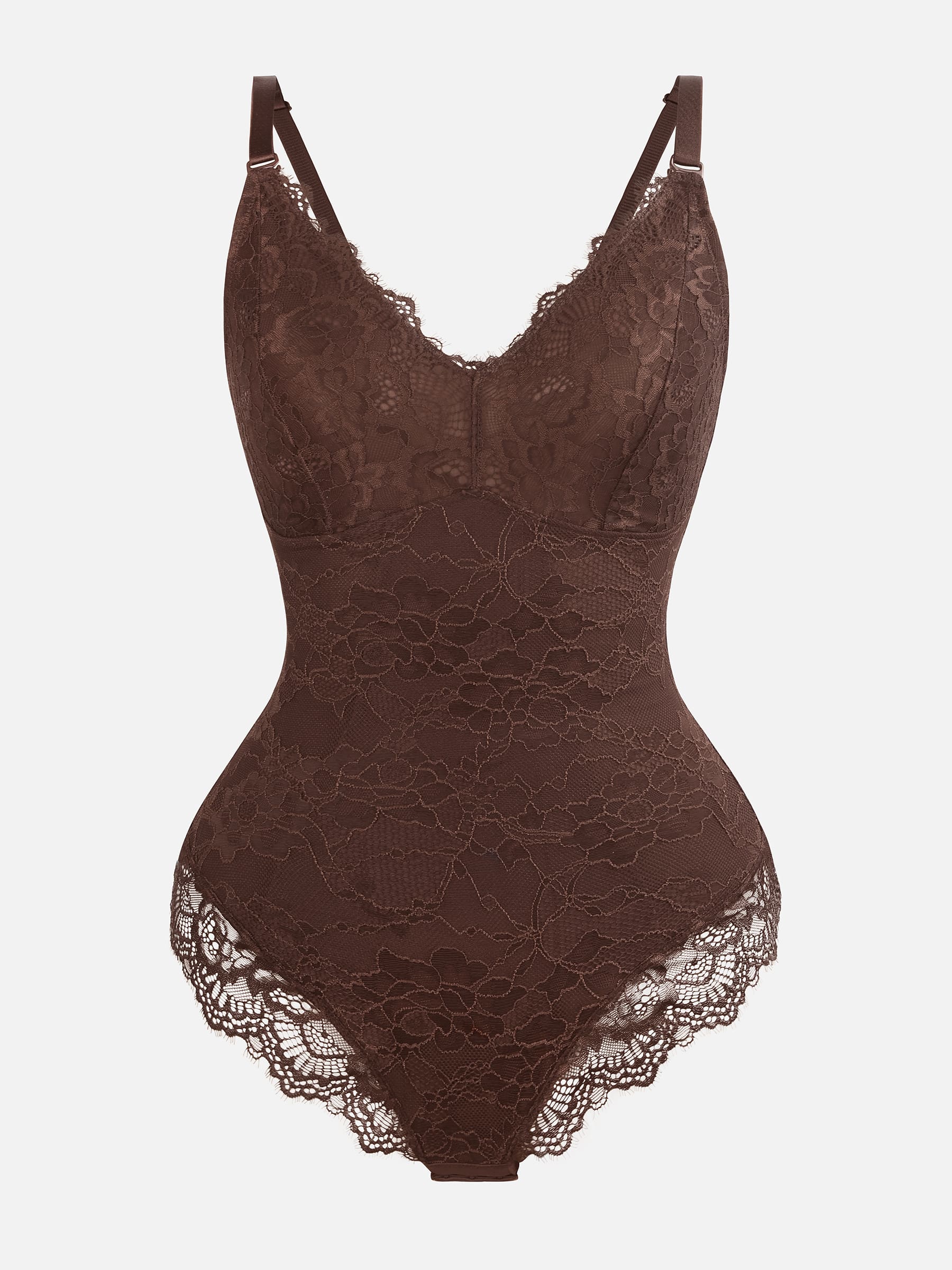 Feelingirl Lace V Neck Full Bodysuit