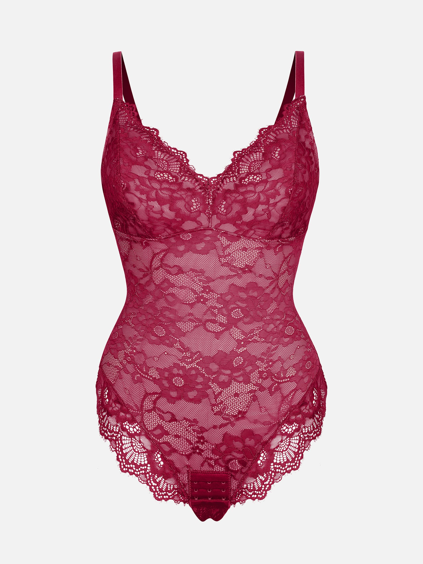 Feelingirl Lace V Neck Full Bodysuit