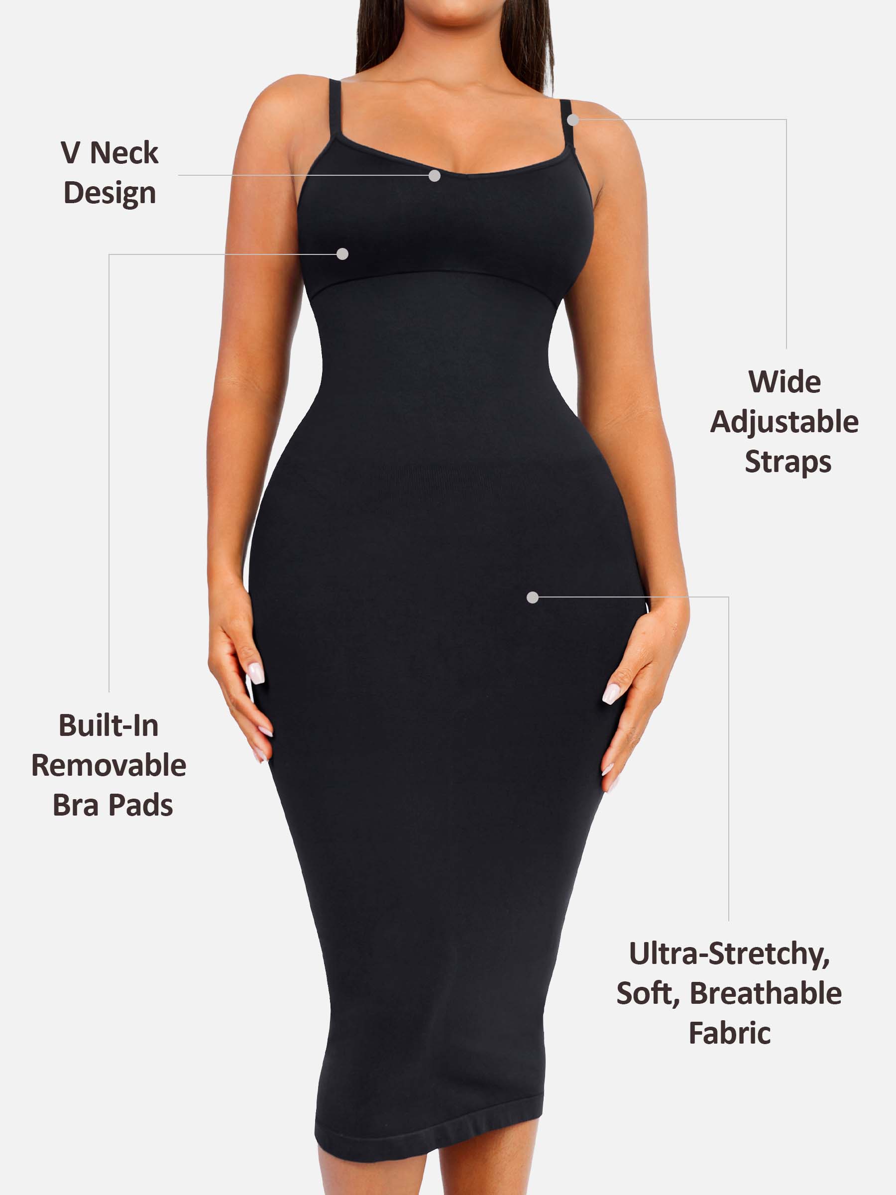 Feelingirl Seamless Midi Body Shaper Dress
