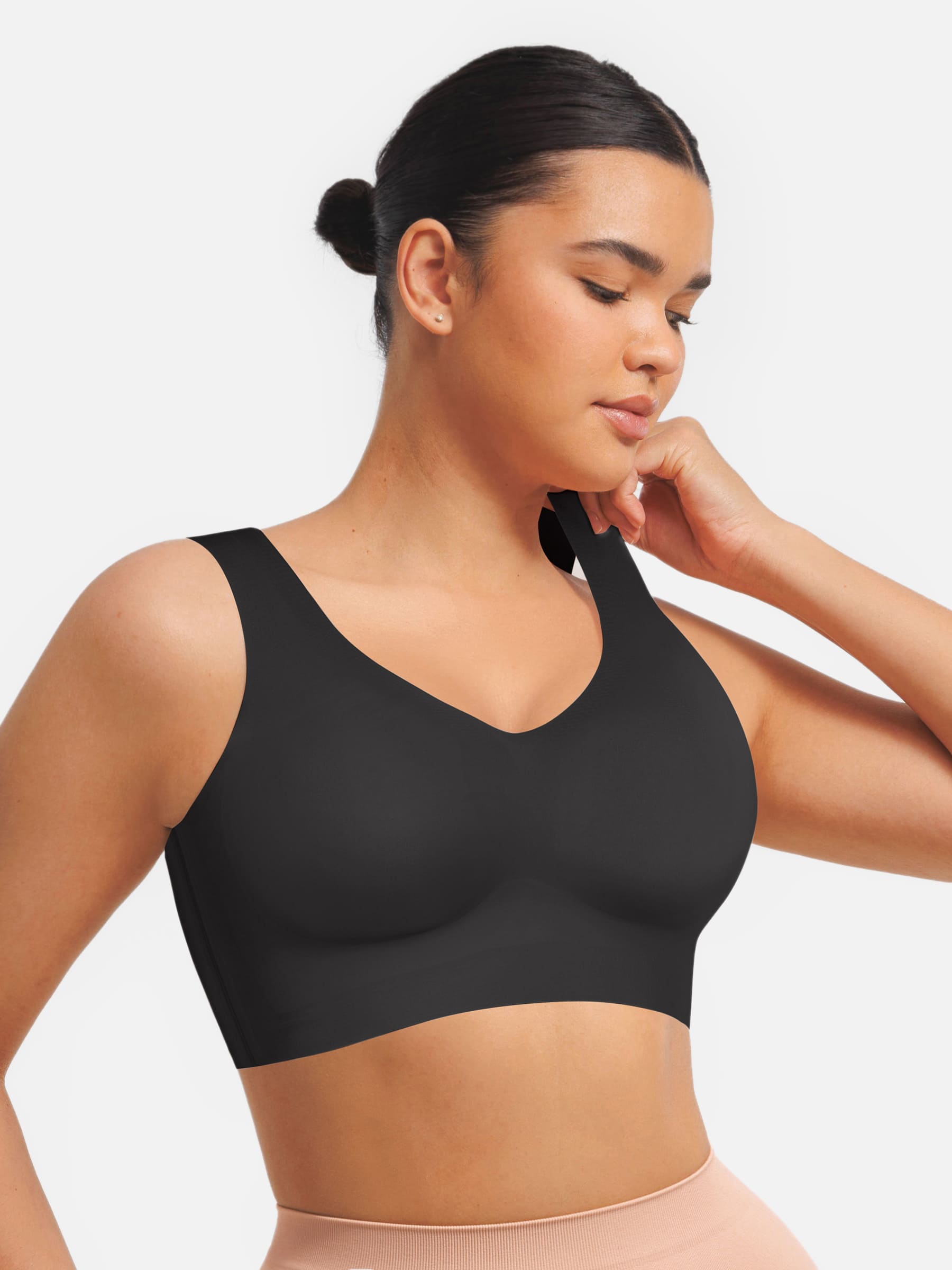 Feelingirl Seamless V Neck Comfort Fit Everyday Bra
