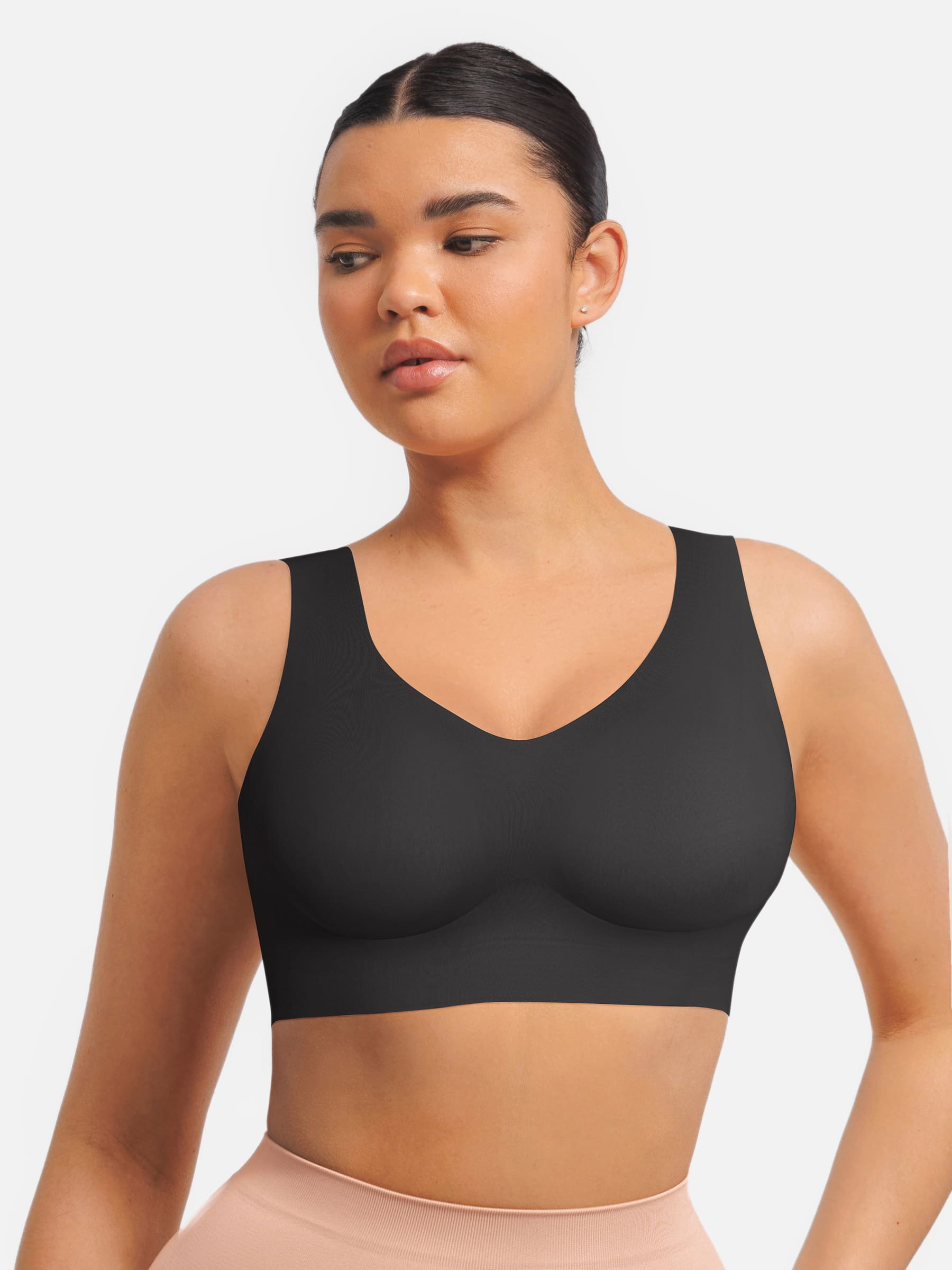 Feelingirl Seamless V Neck Comfort Fit Everyday Bra