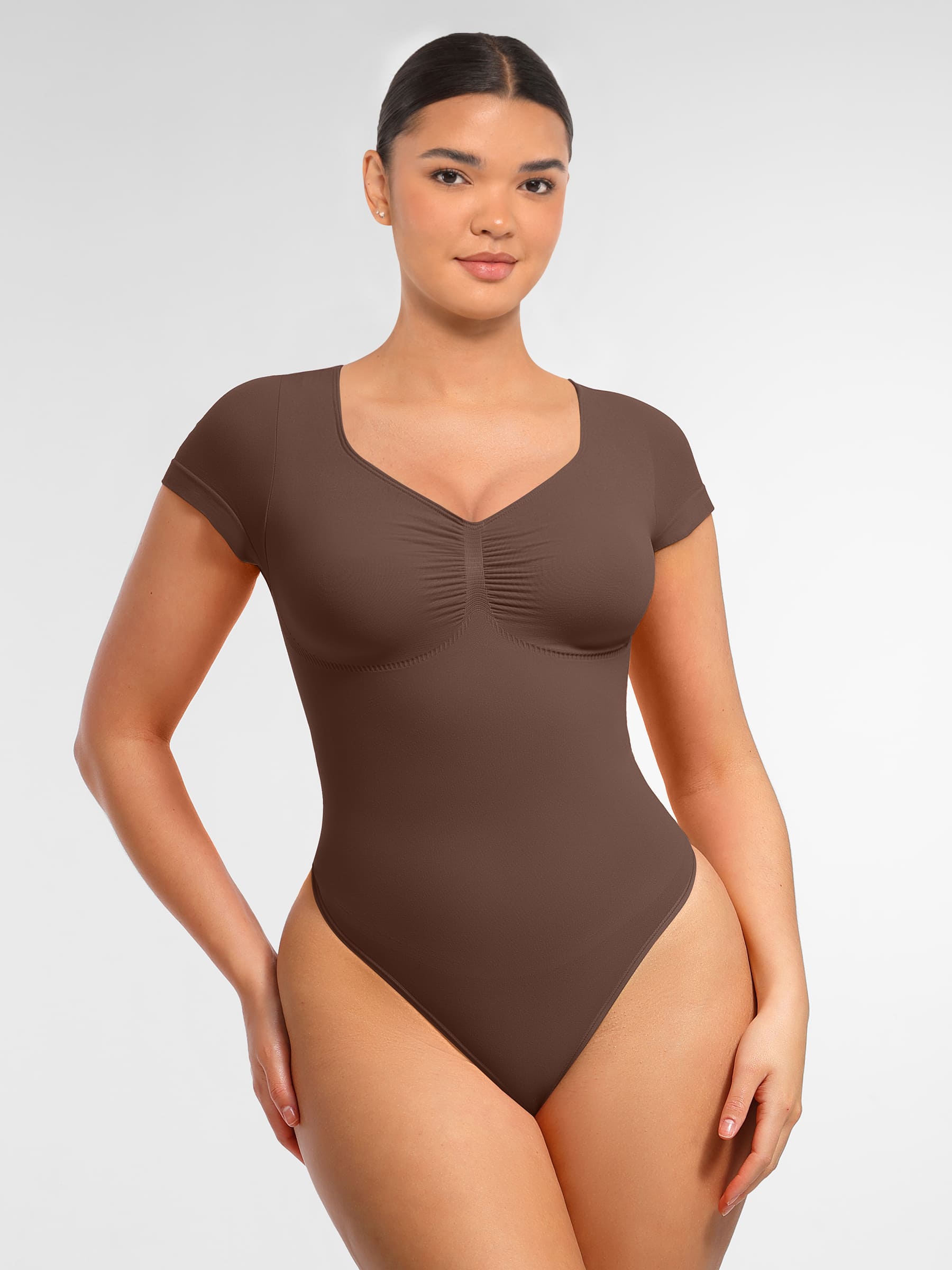 Feelingirl Tummy Control Seamless Short-Sleeve Bodysuit