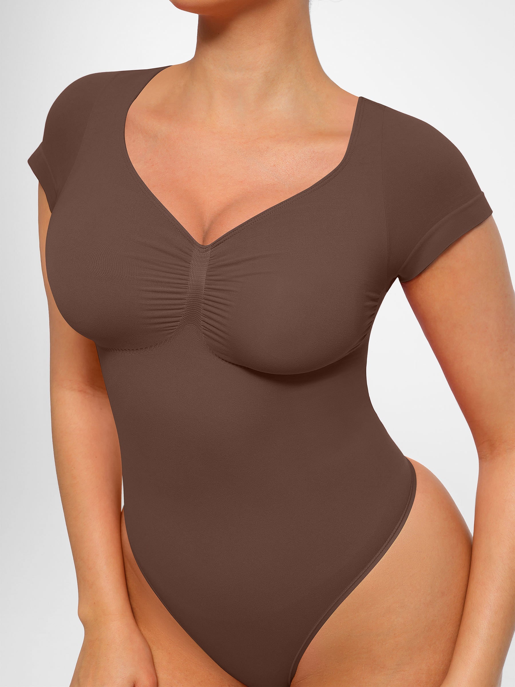 Feelingirl Tummy Control Seamless Short-Sleeve Bodysuit