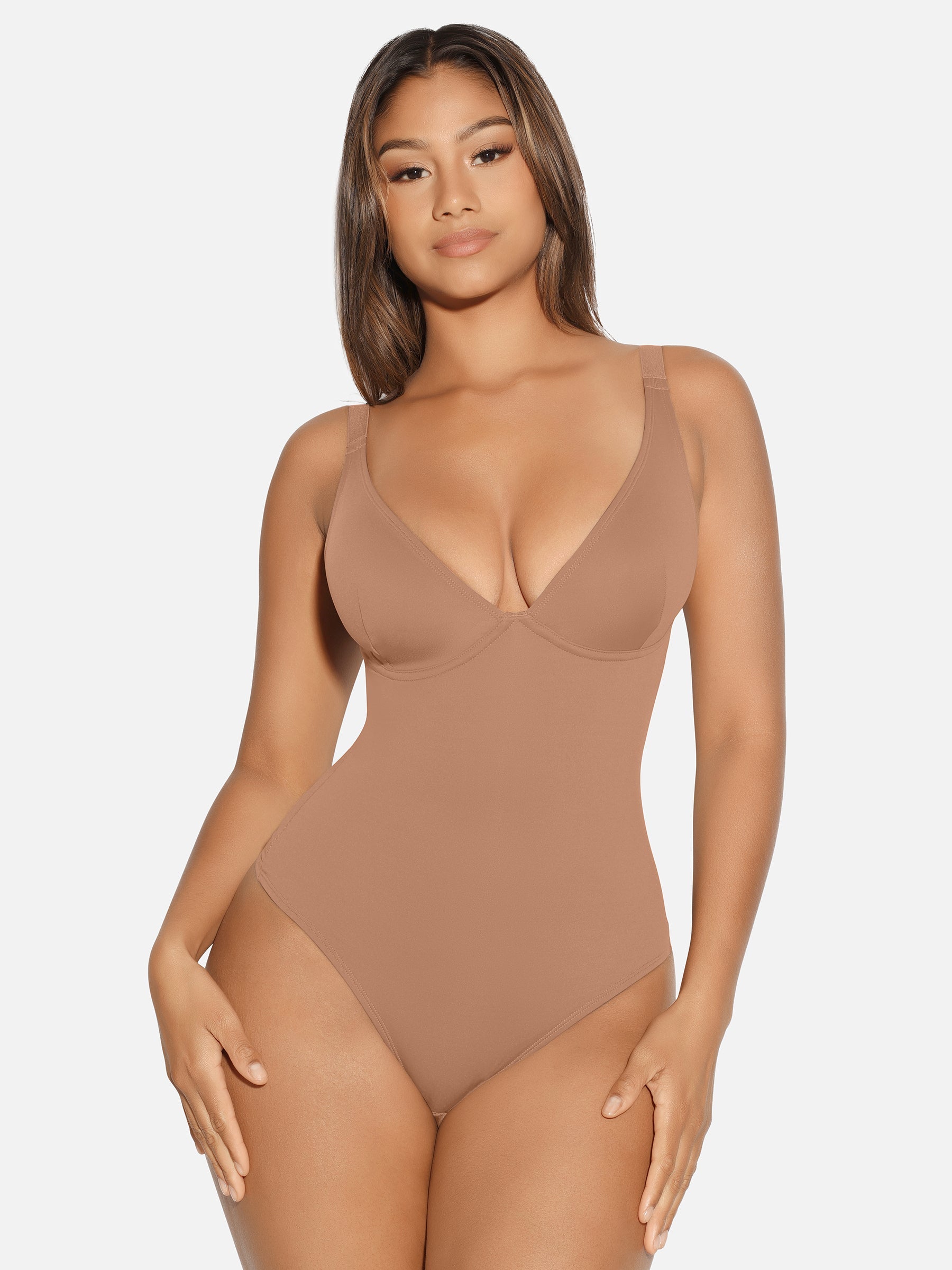 Feelingirl V Neck Tummy Control Shaping Bodysuit