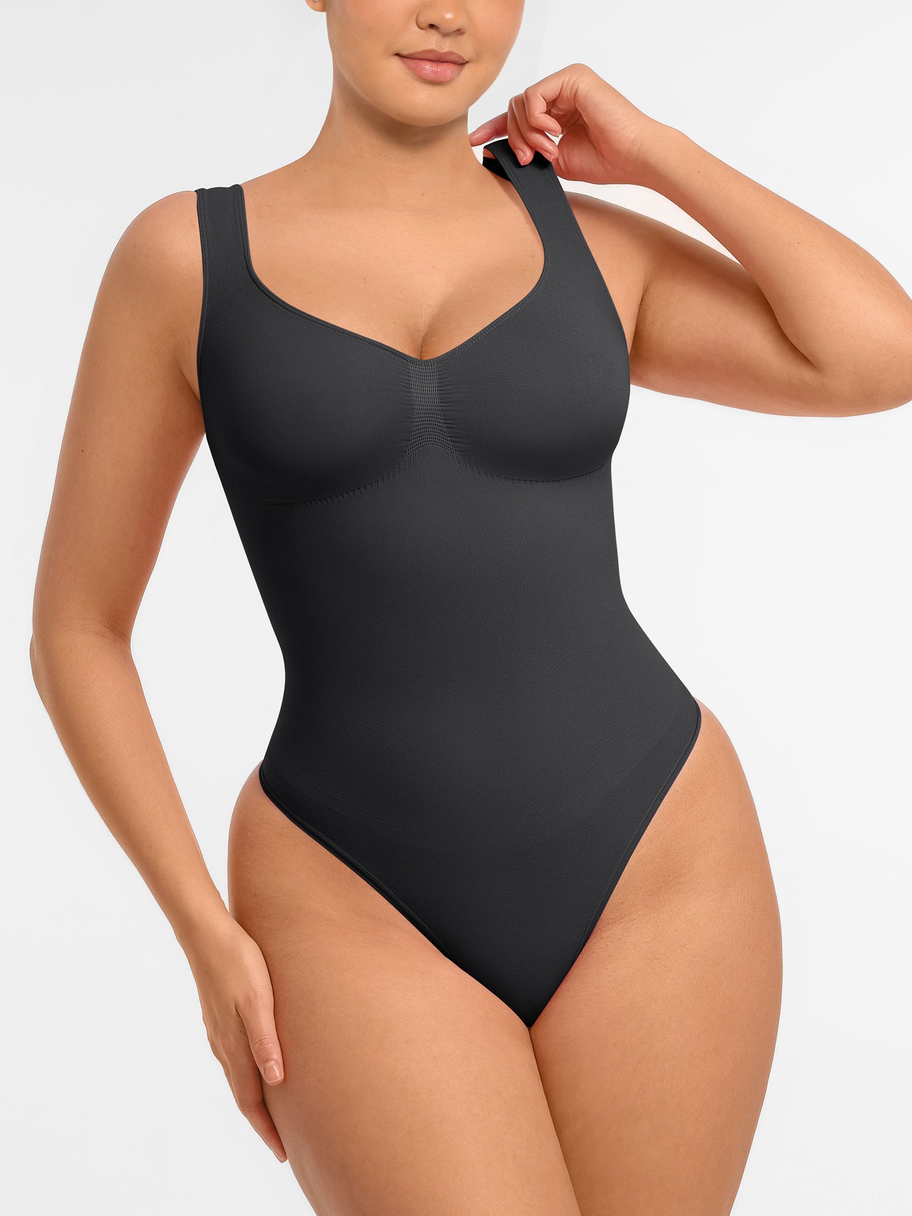 Feelingirl Tummy Control Seamless Wide Strap Bodysuit