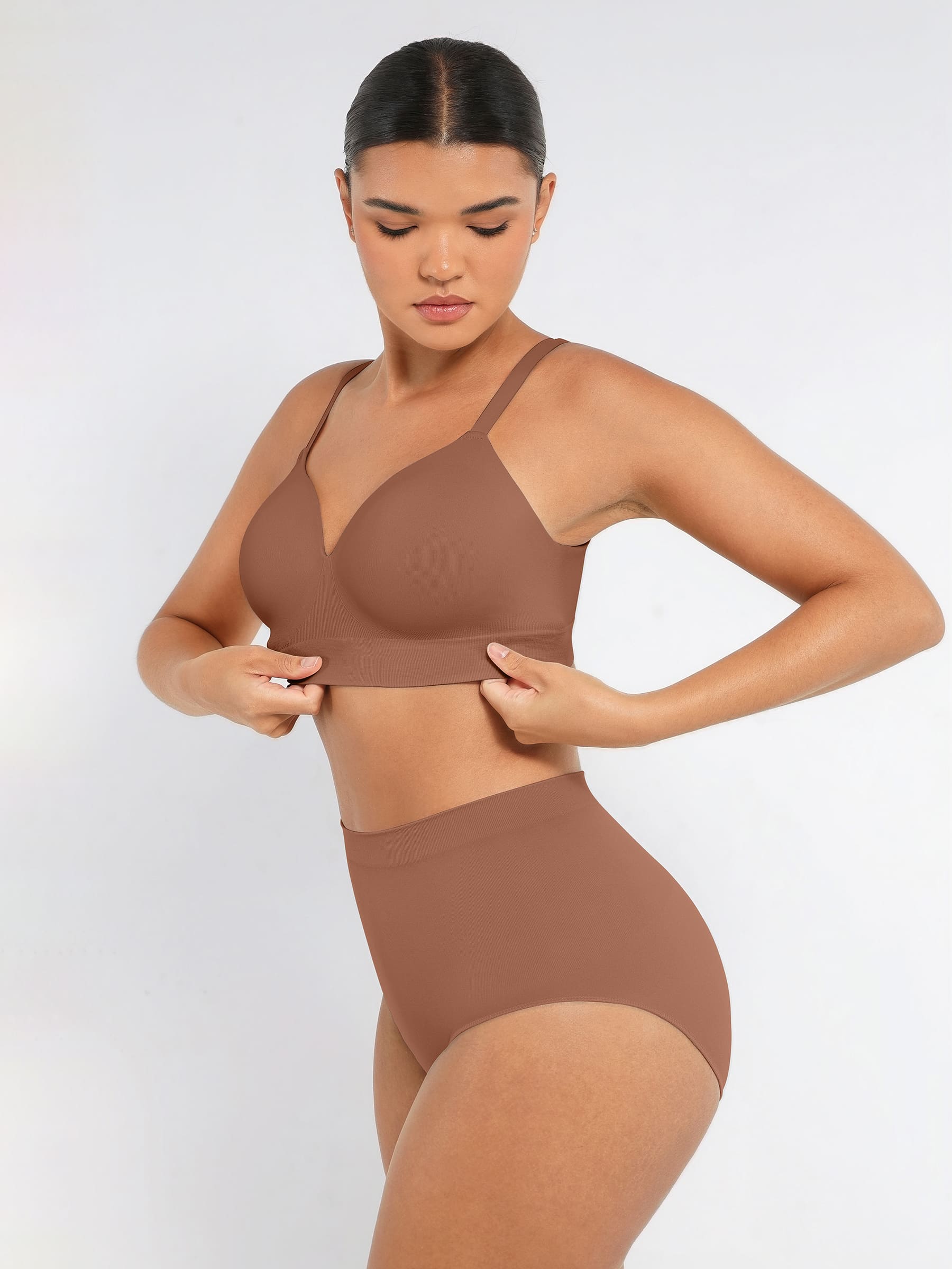 Feelingirl Wireless Push-Up Bra & Seamless Tummy Control Brief Set