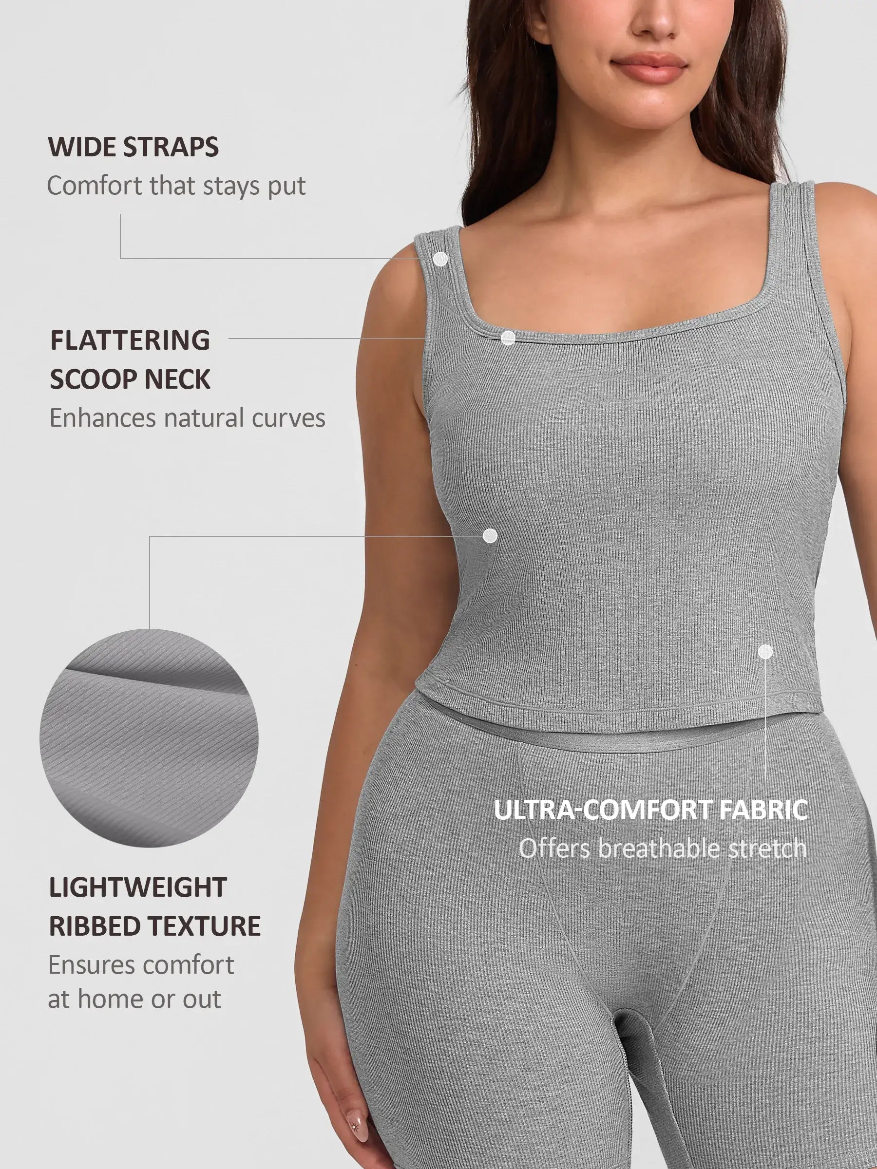 Feelingirl Breathable Ribbed Sleeveless Tank Top