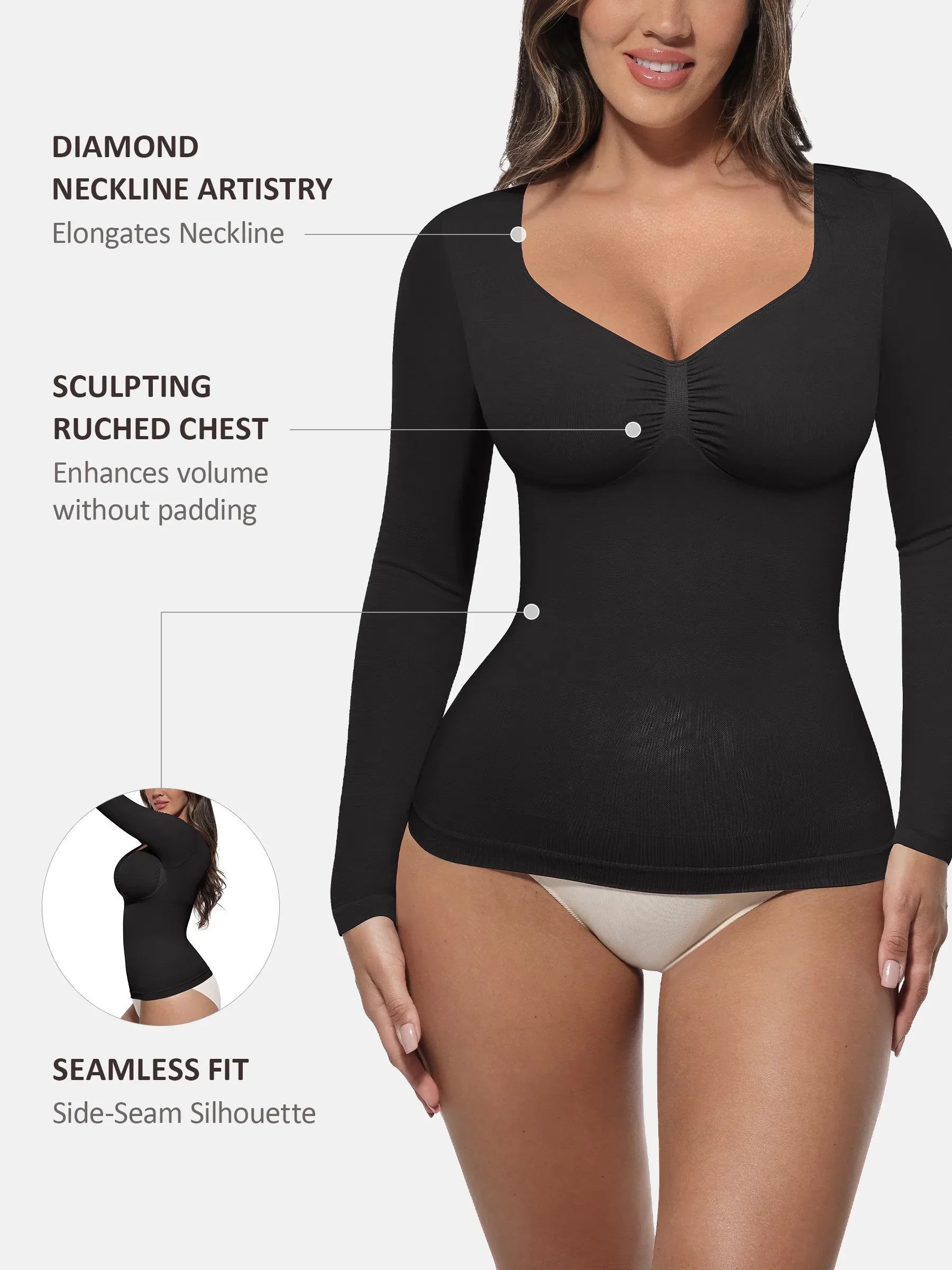 Feelingirl Seamless Long-Sleeve Everyday Shaper Top