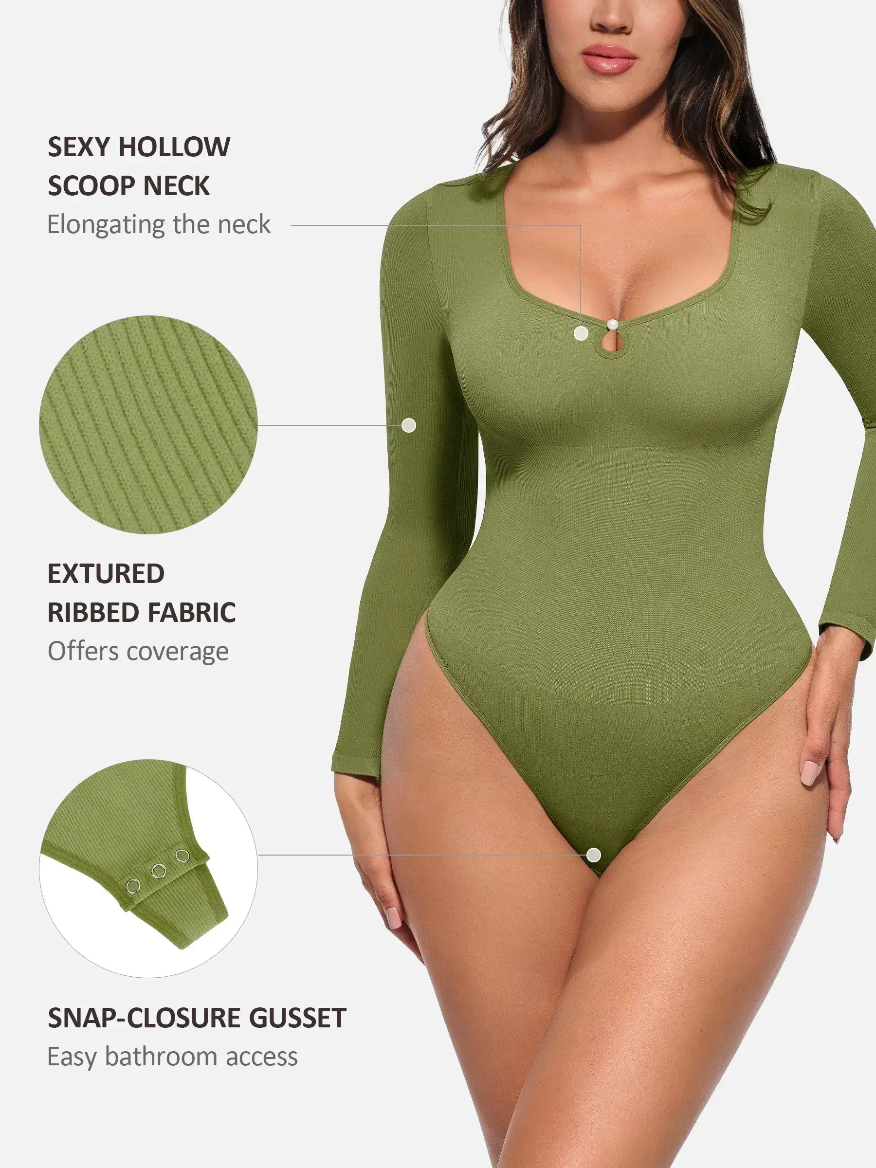Feelingirl Seamless Ribbed Bodysuit