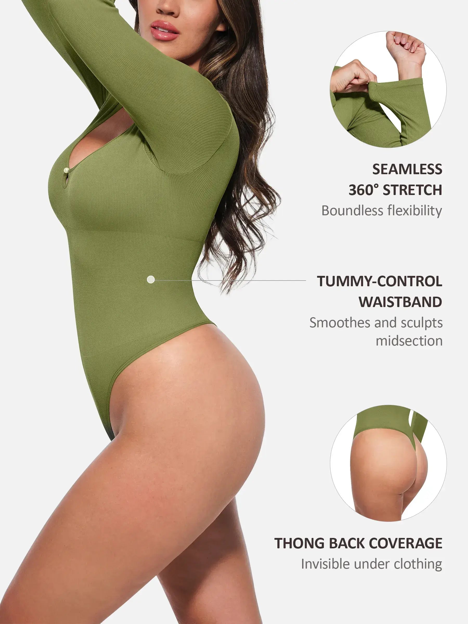 Feelingirl Seamless Ribbed Bodysuit