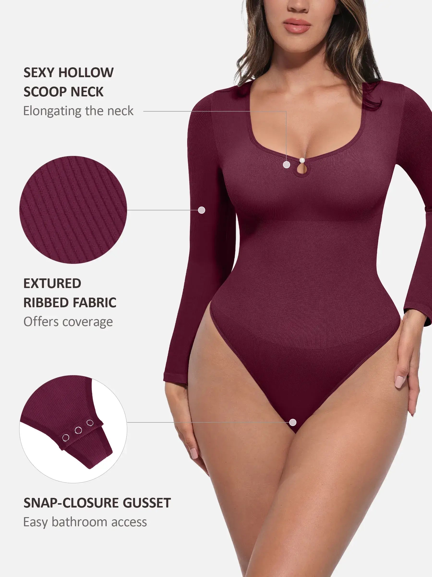 Feelingirl Seamless Ribbed Bodysuit