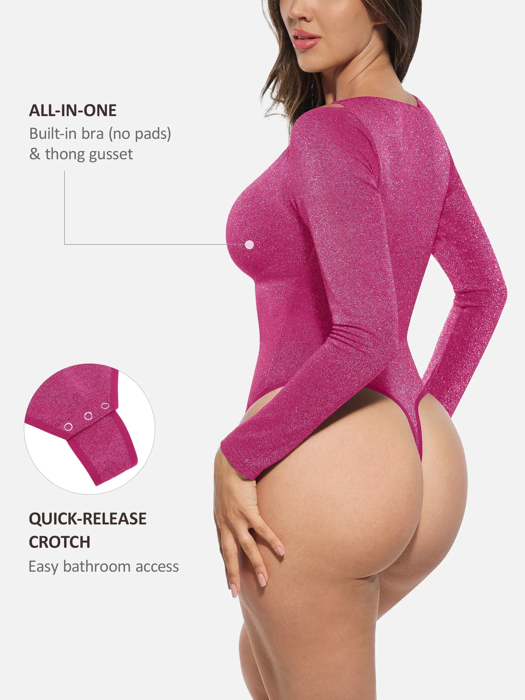 Feelingirl Shiny Swing Collar All In One Bodysuit