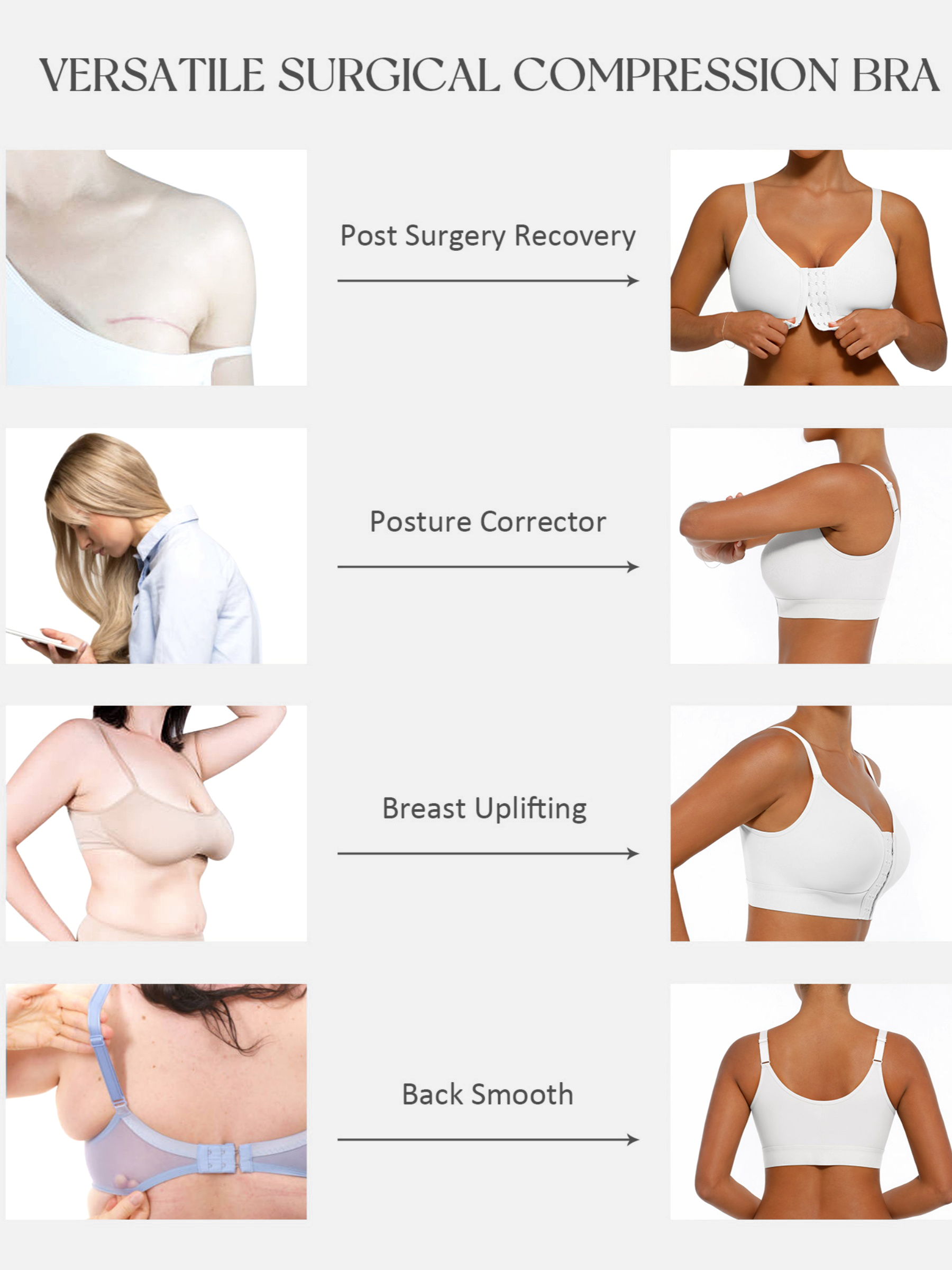 Feelingirl Full Coverage Front Closure Post-Operation Bra